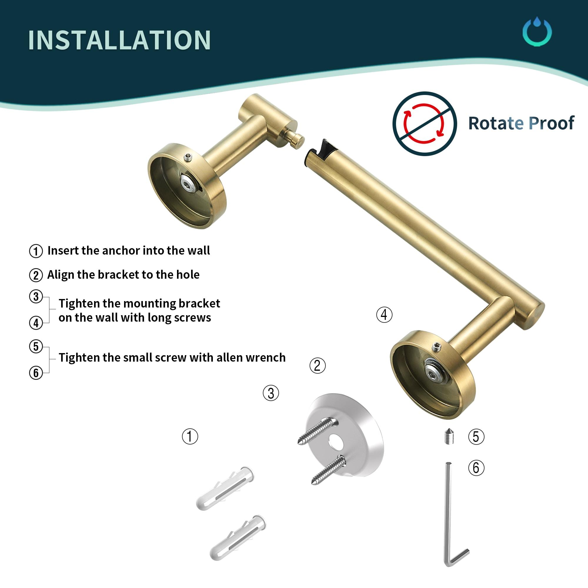 MOGFCT Toilet Paper Holder Brushed Gold Wall Mounted, Double Post Pivoting Toilet Paper Holder SUS 304 Stainless Steel Bathroom