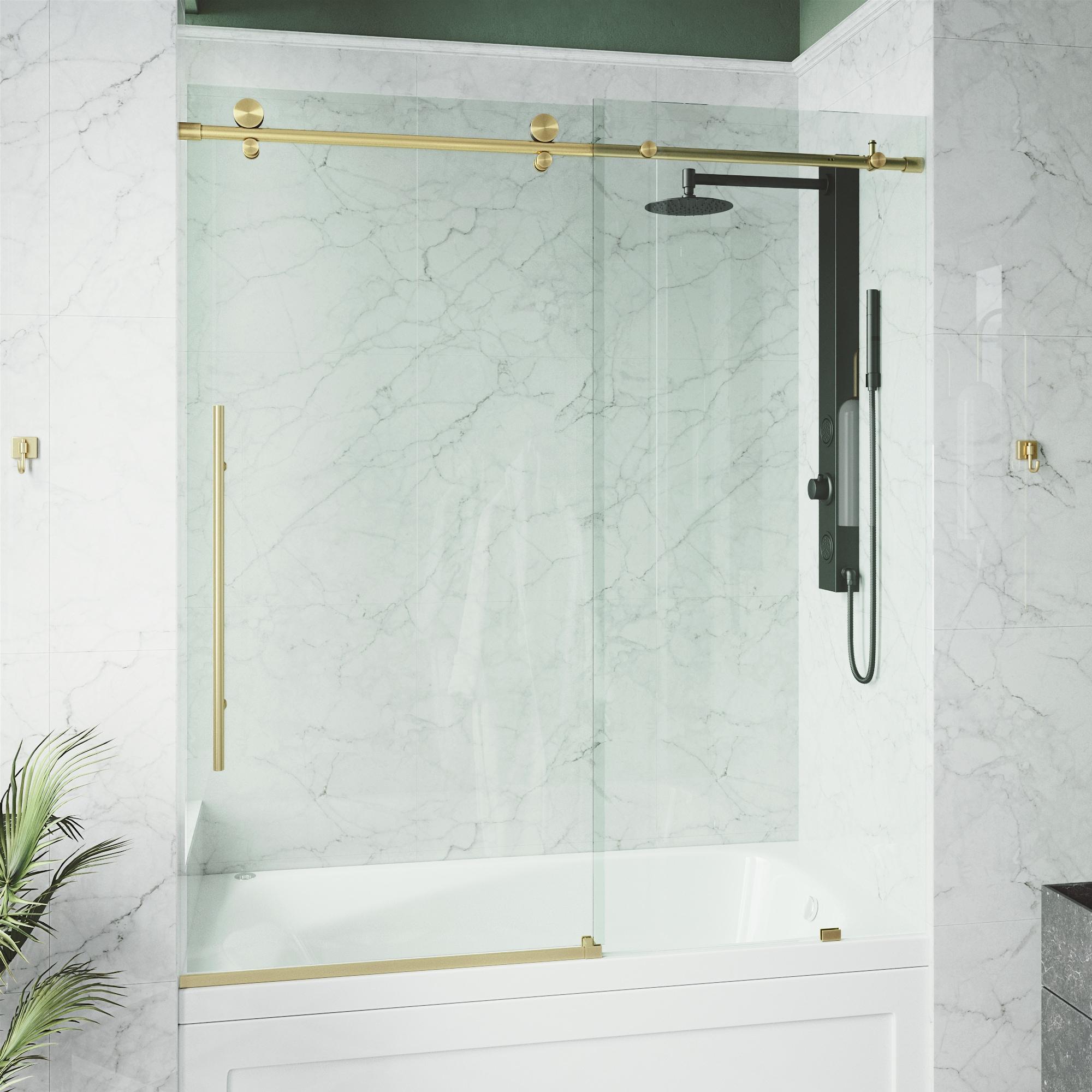 Elan E-Class 56-60" W x 66" H Sliding Frameless Tub Door with 3/8" Clear Glass