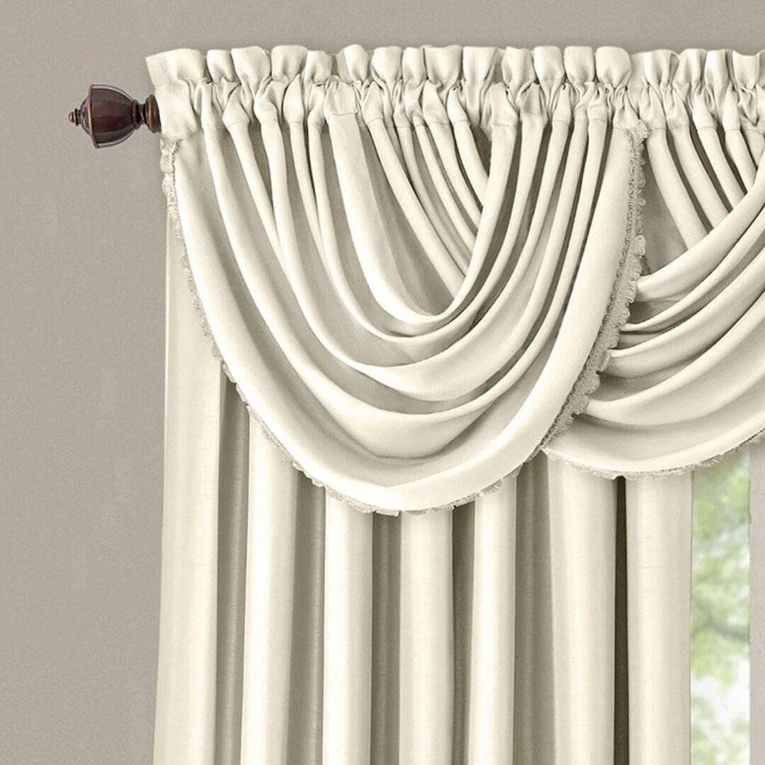 All Seasons Single Waterfall Window Valance - 52" x 36" - Ivory - Elrene Home Fashions