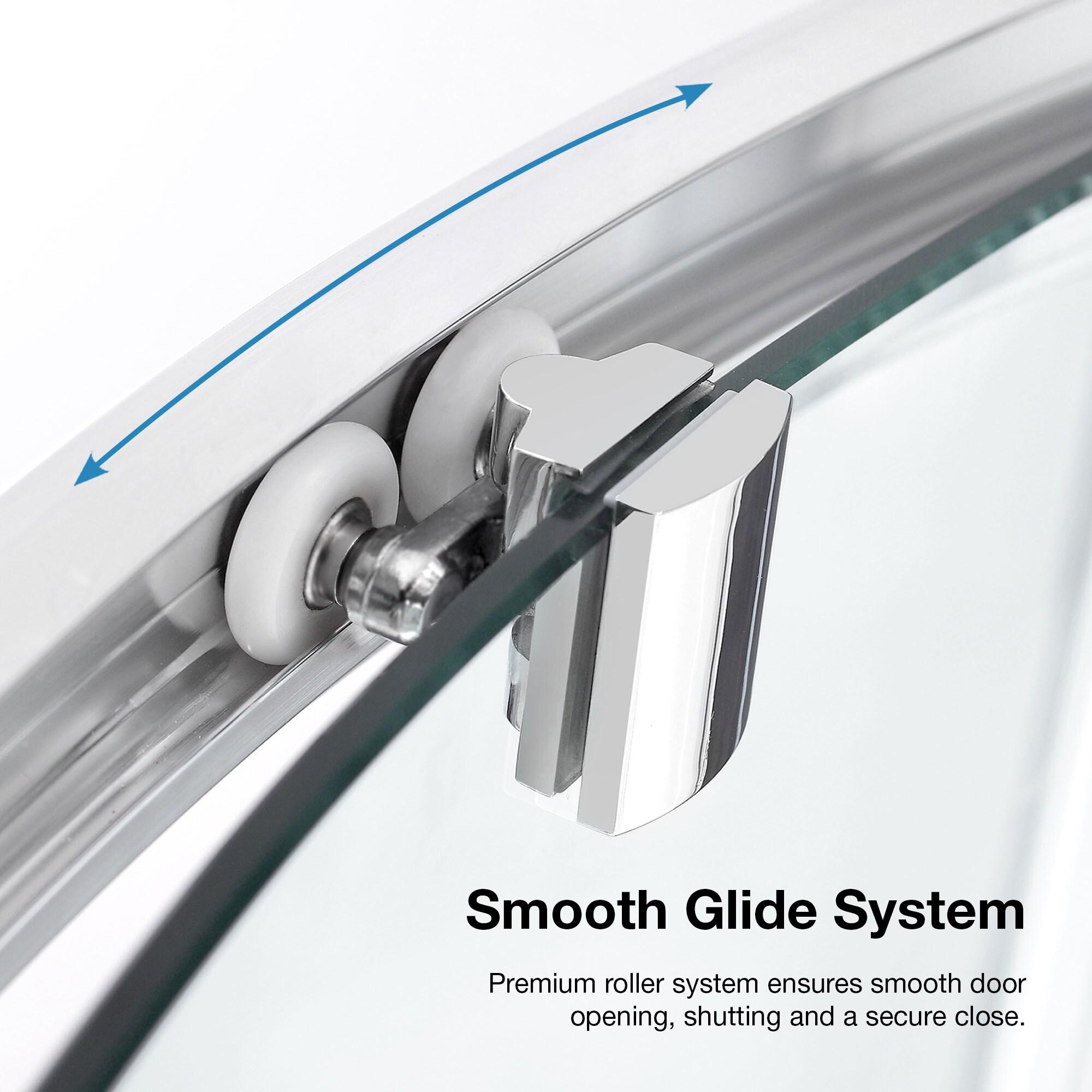 Ove Decors Breeze_34_withouth_walls OVE Decors Breeze Premium 35 in. Framed Round Shower Kit w/ Clear Glass, Base in Chrome Finish