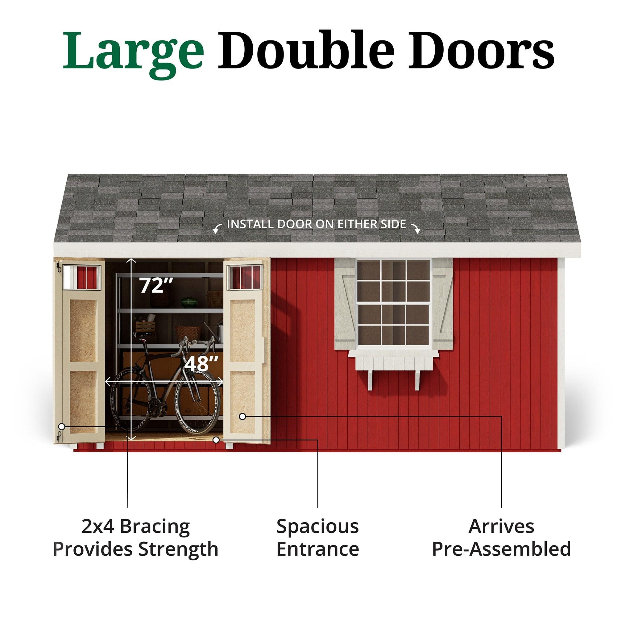 Little Cottage Co. 8x16 Colonial Pinehurst Shed with Operable Window, Outdoor Wood Storage Do-It-Yourself Precut Kit