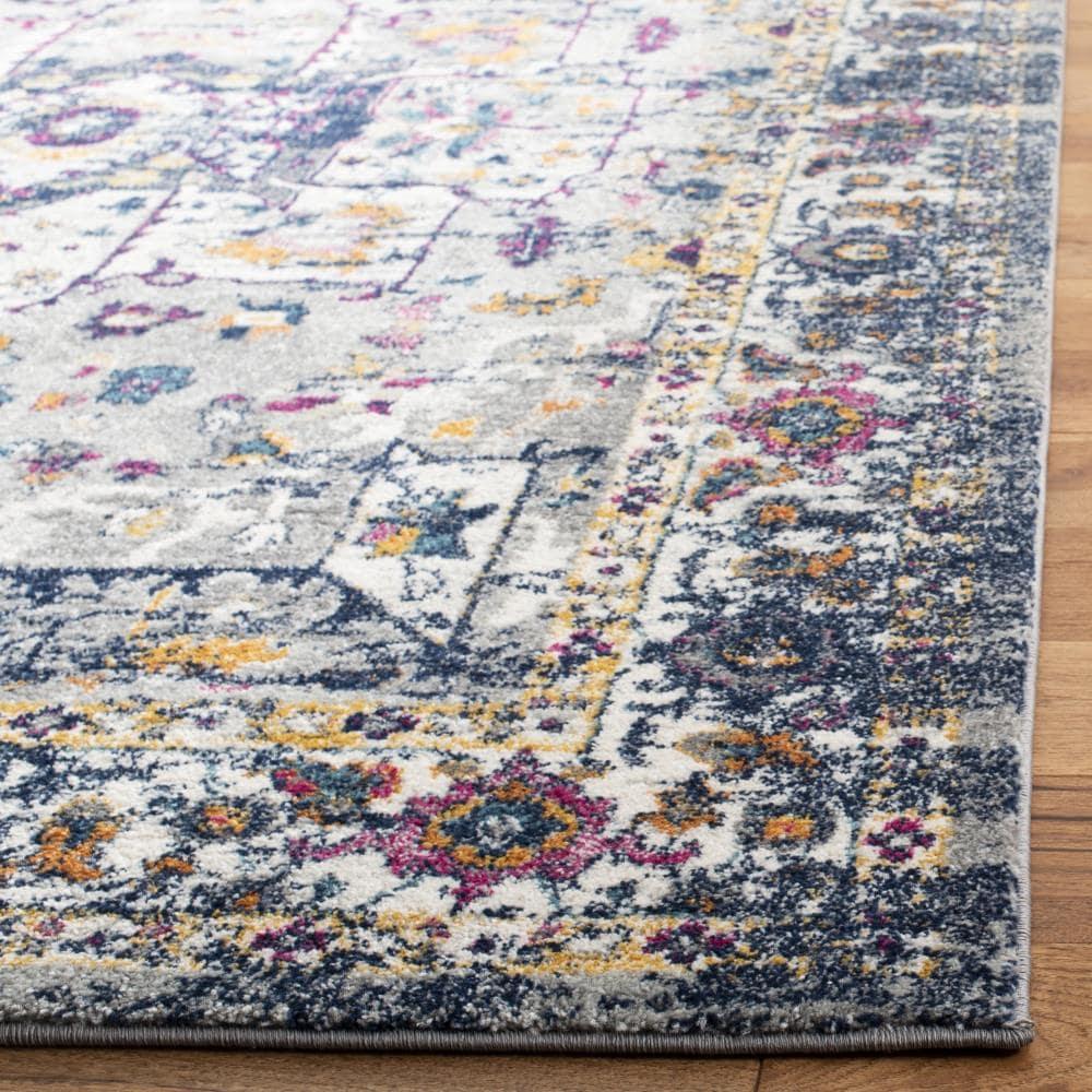 Evoke EVK275 Power Loomed Area Rug - Grey/Navy - 5'3"x7'6" - Safavieh.