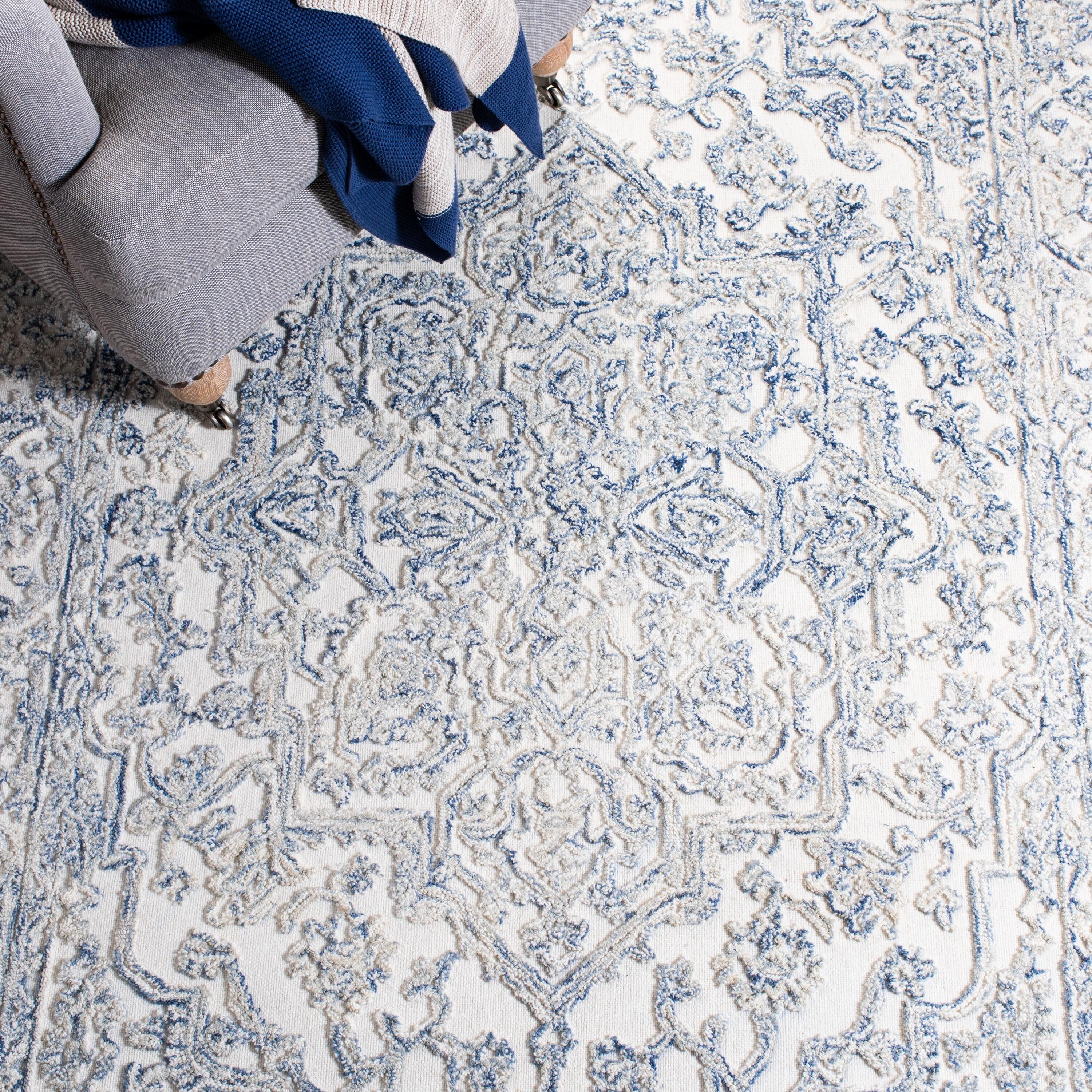 Trace TRC302 Hand Tufted Area Rug - Ivory/Blue - 8'x10' - Safavieh.
