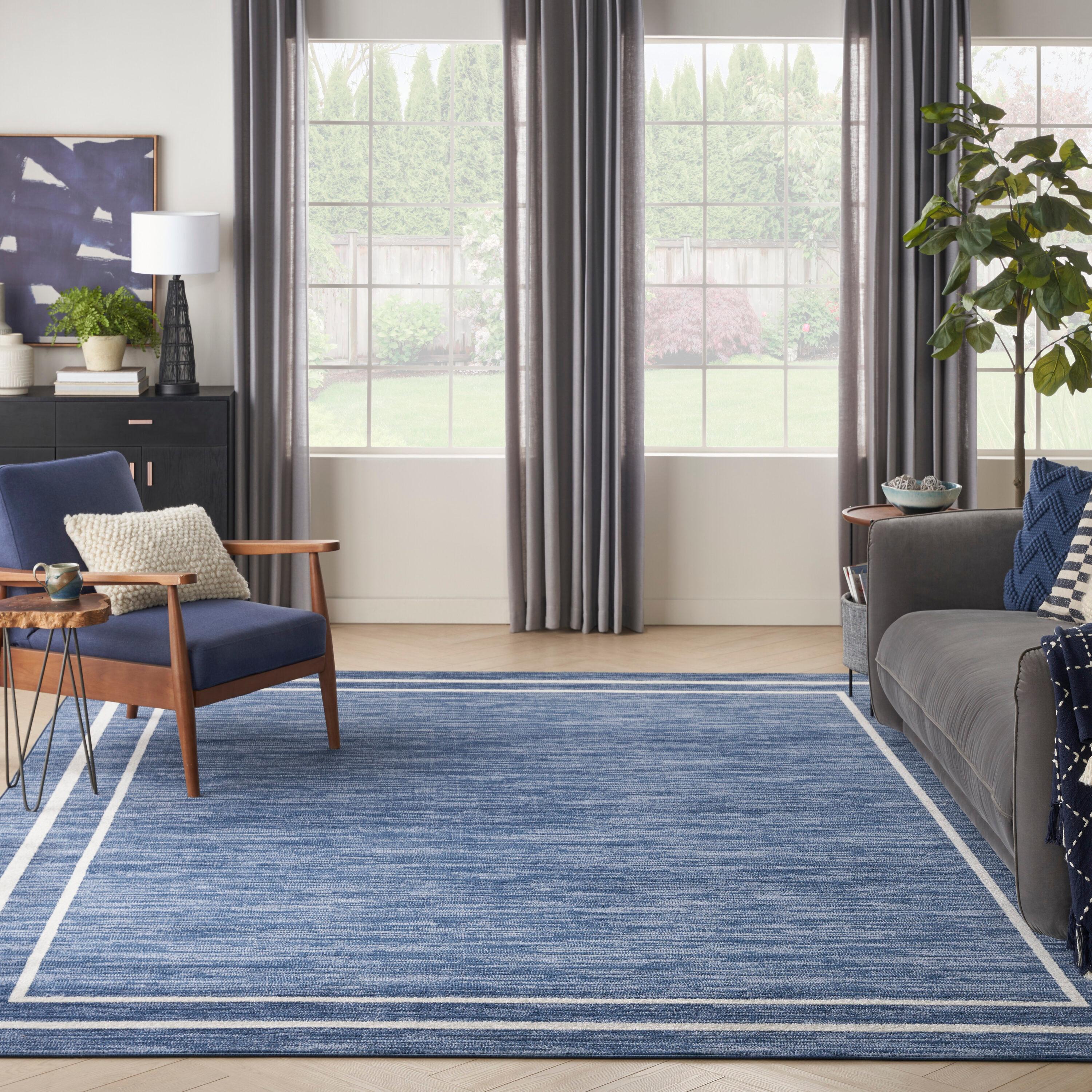 Nourison Essentials 10' x 14' Navy/Ivory Contemporary Indoor/Outdoor Rug