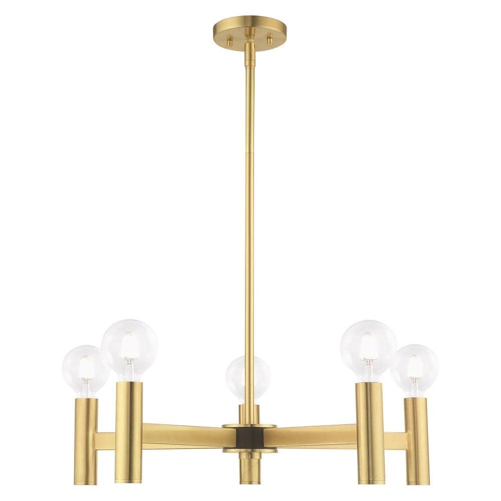 Livex Lighting Copenhagen 5 - Light Chandelier in  Satin Brass