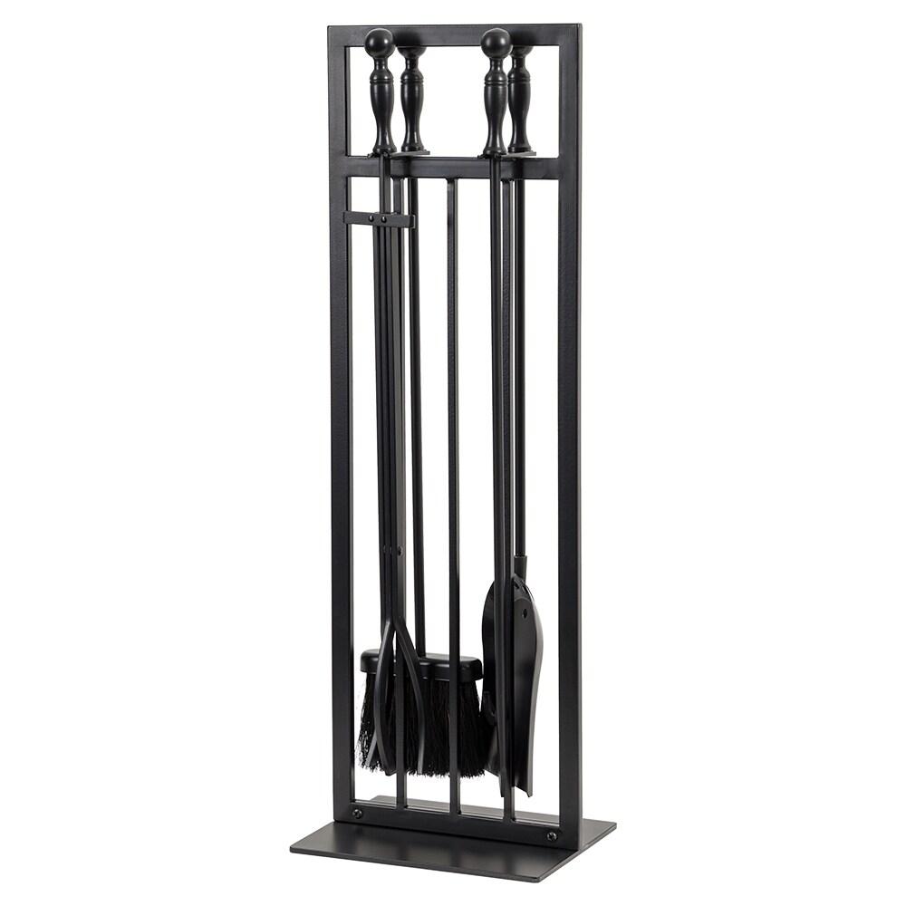 Country Living Pinecrest Black Fireplace Tool Set - Includes Brush, Shovel, Poker, Tongs & Stand