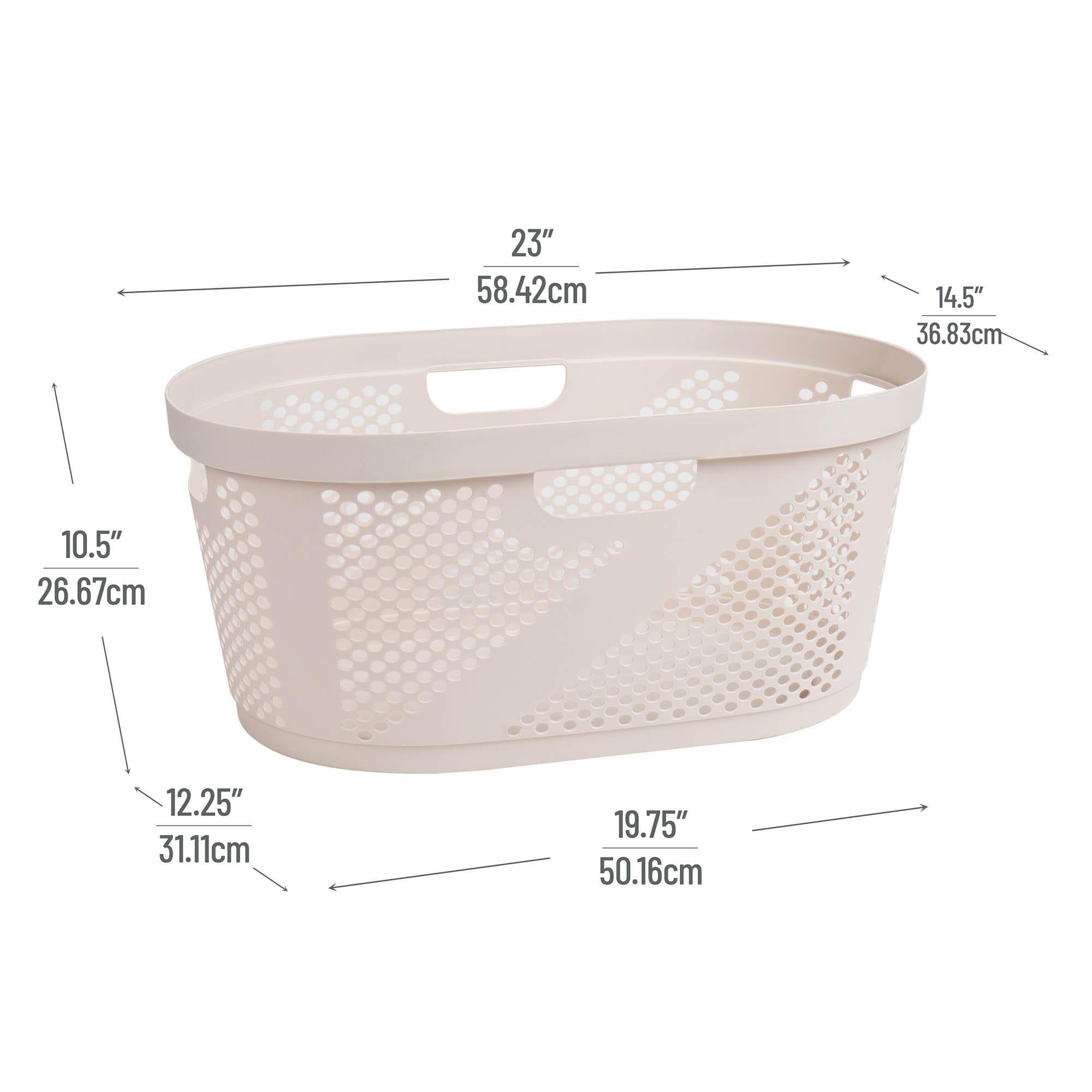 Mind Reader 40L Laundry Basket, Clothes Hamper, Ventilated, Plastic, 23"L x 14.5"W x 10.5"H, 2 Pack (Set of 2)