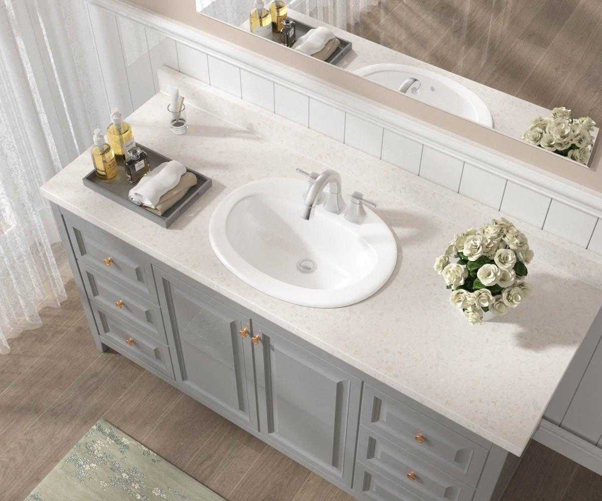 Kingsman Hardware Ceramic 19-in Drop-in Oval Modern White Bathroom Sink