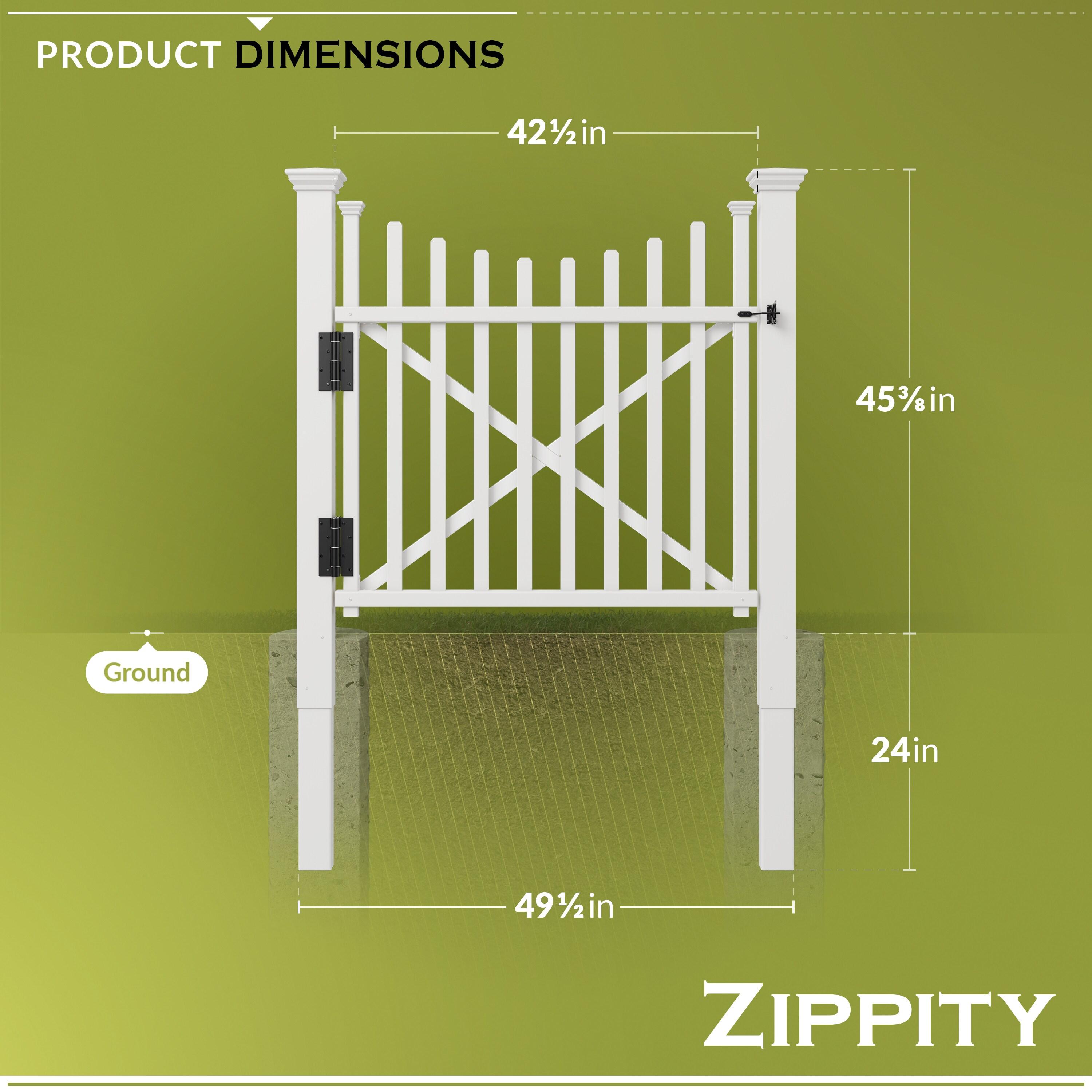 Zippity Outdoor Products 3.8ft H x 4.1ft W (1 Gate) Zippity Manchester Gate Kit, White Vinyl Picket Fence Gate Kit for Manchester Fence Panels, Gate for Backyard, Patio, Outdoor, & Garden Fence, ZP19019