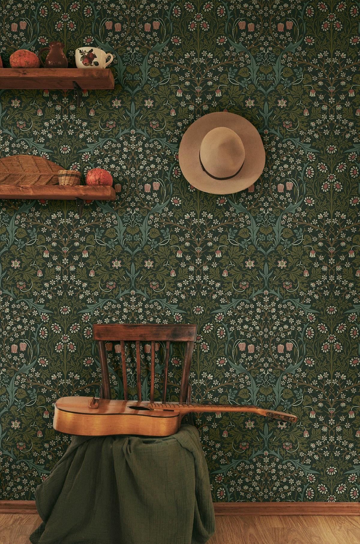 NextWall Greenery Victorian Garden Floral Peel and Stick Wallpaper