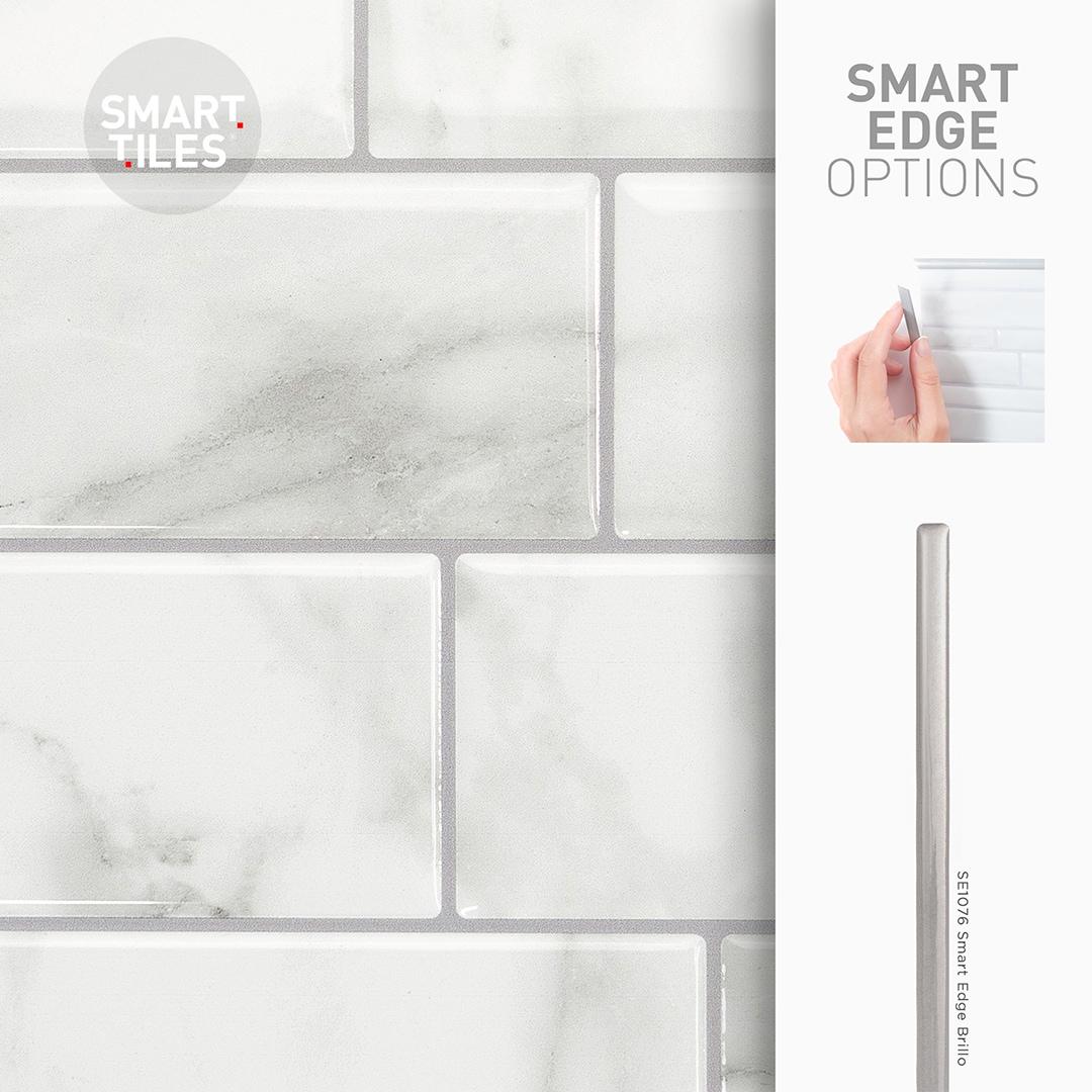 Smart Tiles 11.56'' X 8.38'' Self Adhesive 3D Peel and Stick Backsplash Tiles Off White: Vinyl Wall Pop Stick-On Tile