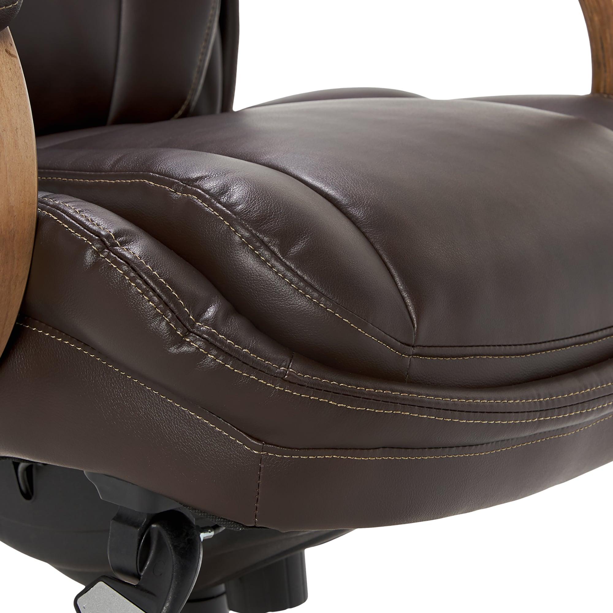 La-Z-Boy La-Z-Boy Harnett Big and Tall Executive Office Chair, Ergonomic High-Back Chair with Solid Wood Arms, ComfortCore with Memory Foam Cushions, Bonded Leather