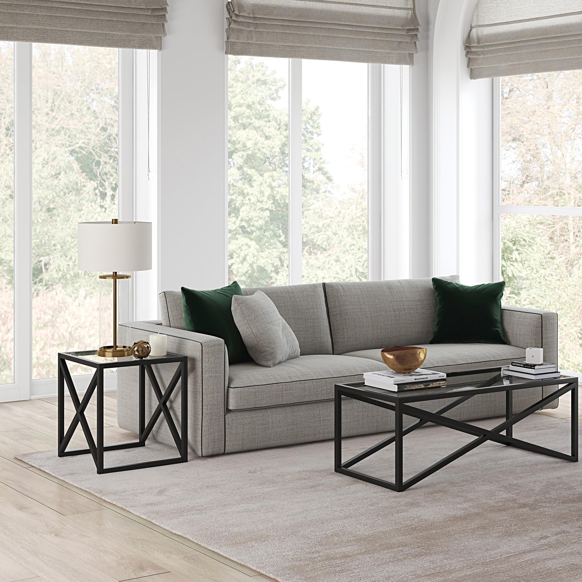 Evelyn&Zoe Calix 20" Wide Square Side Table, Blackened Bronze