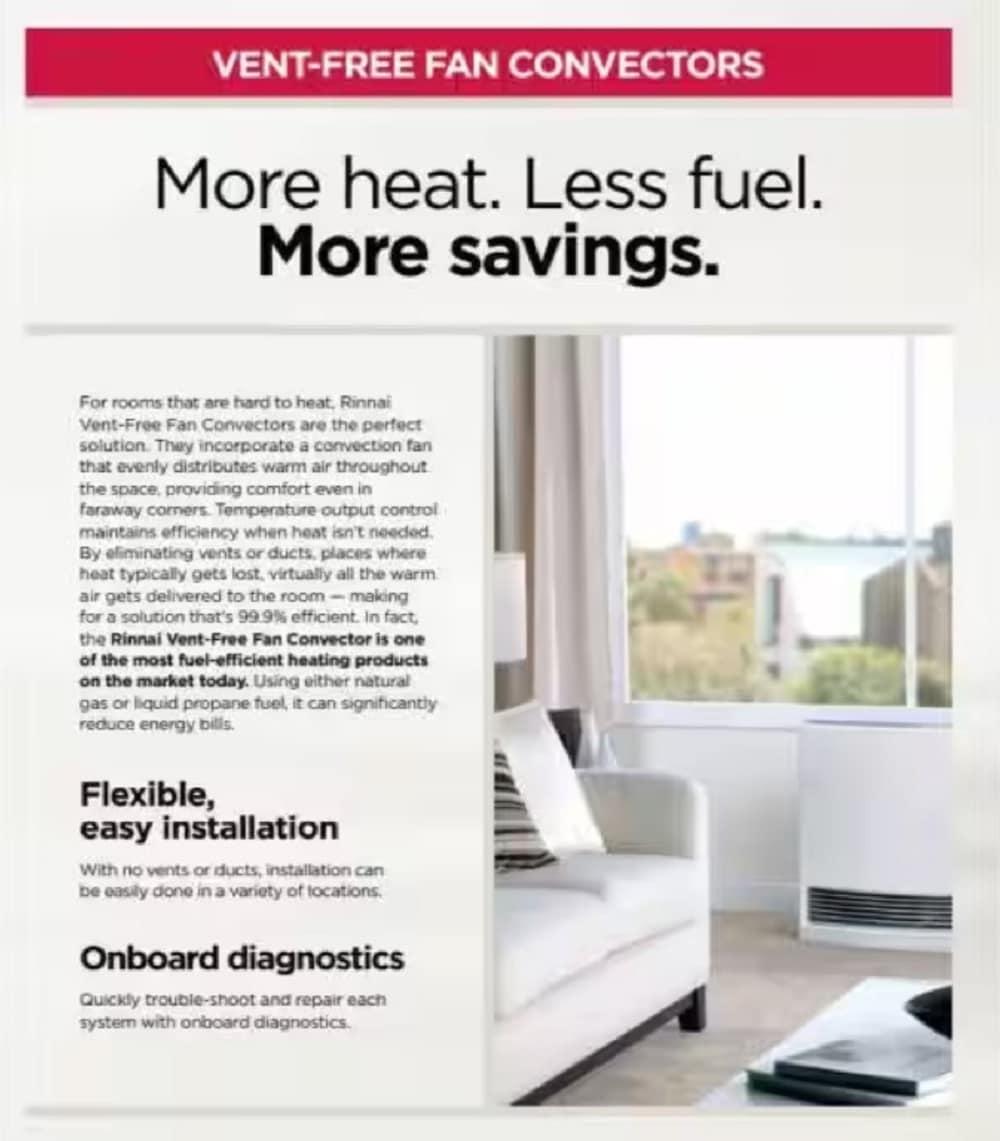 Rinnai Rinnai 10000 BTU Propane Wall Mounted Space Heater with Adjustable Thermostat