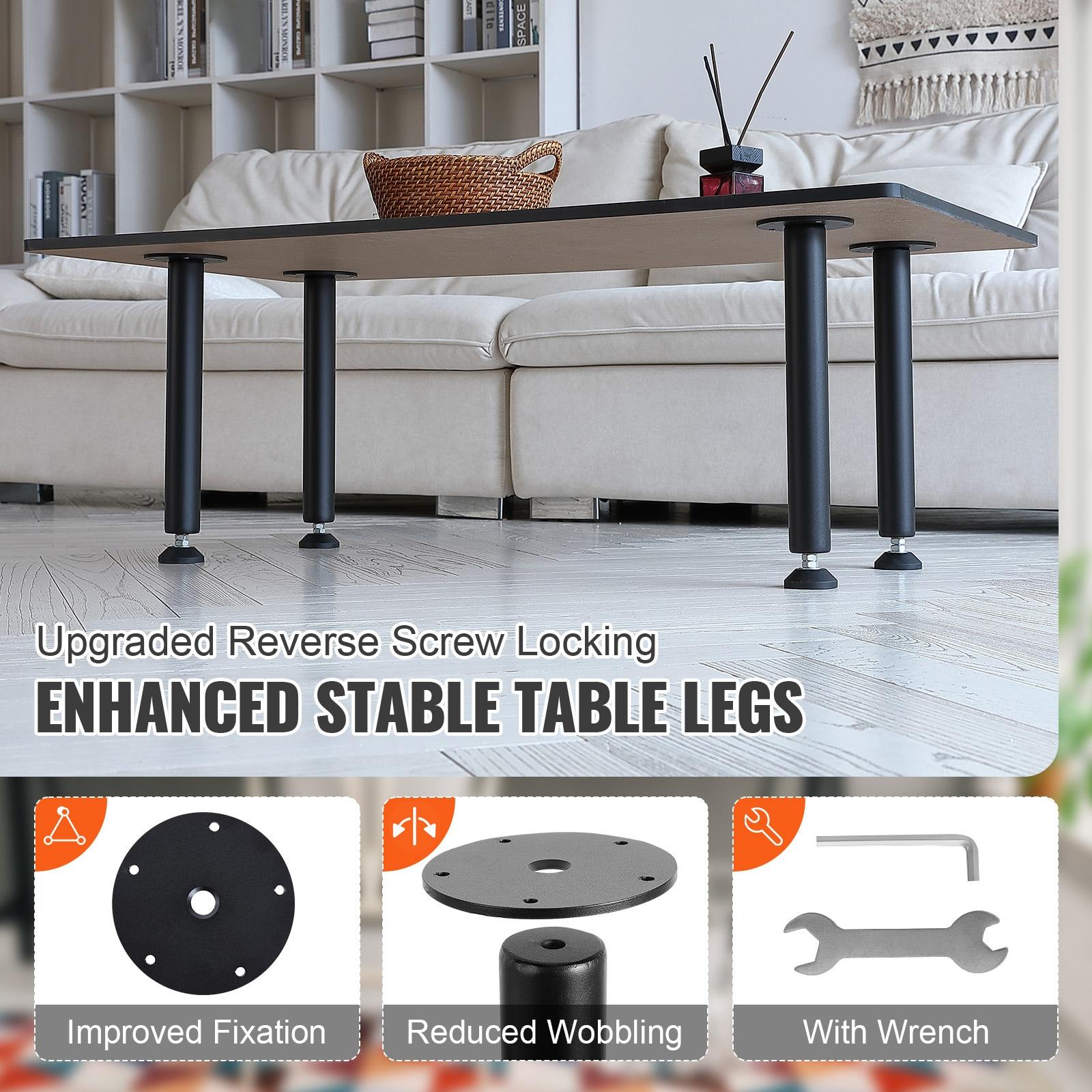 Symple Stuff Adjustable Desk Legs, Reinforced Steel Office Table Furniture legs Set of 4 for DIY, 1200 lbs Load Capacity Heavy Duty Desk Legs, Quick Instalation Legs with Adjustable Foot Cup Black (Set of 4)