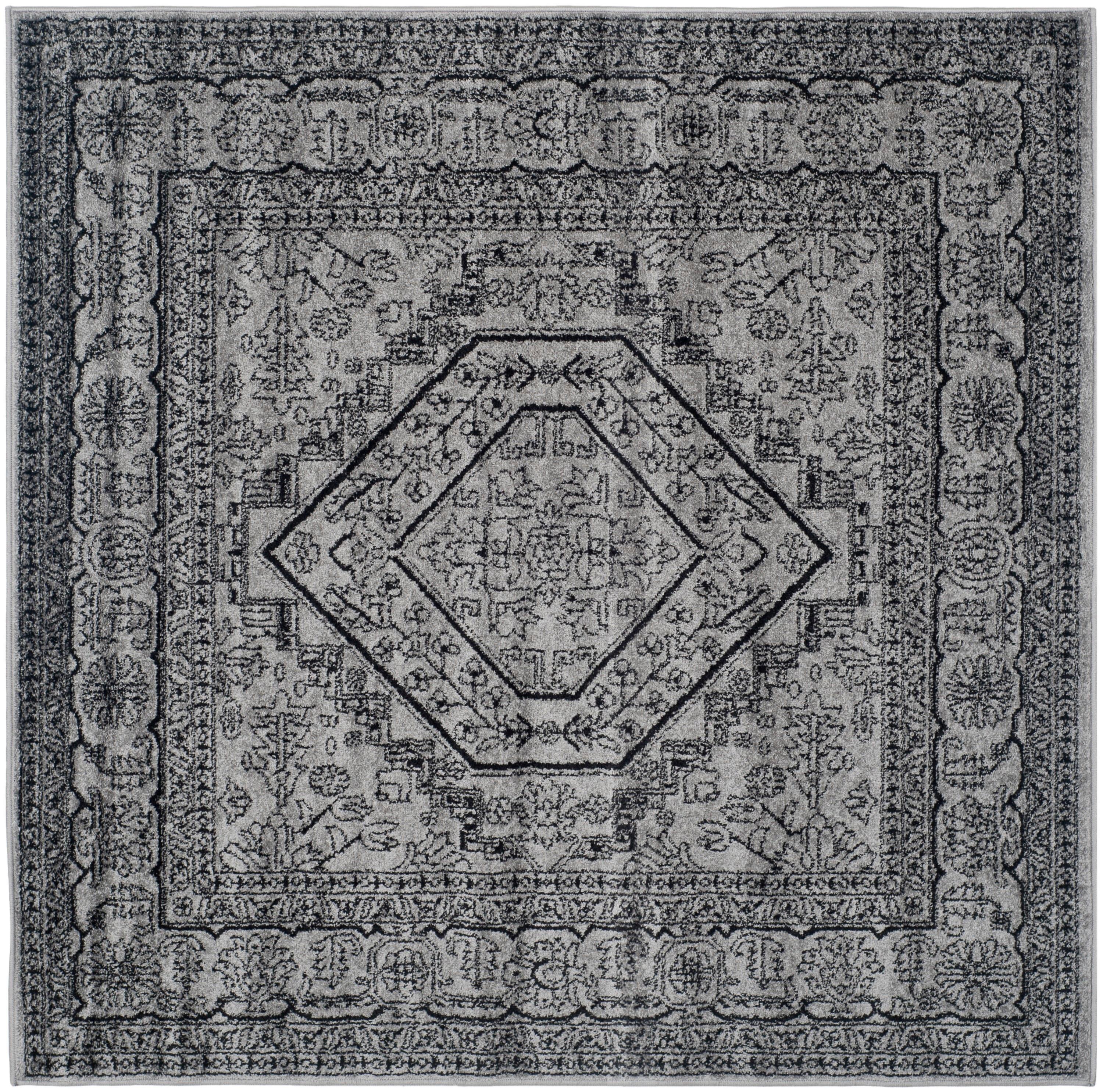 Adirondack ADR108 Power Loomed Area Rug - Silver/Black - 10'x10' - Safavieh.