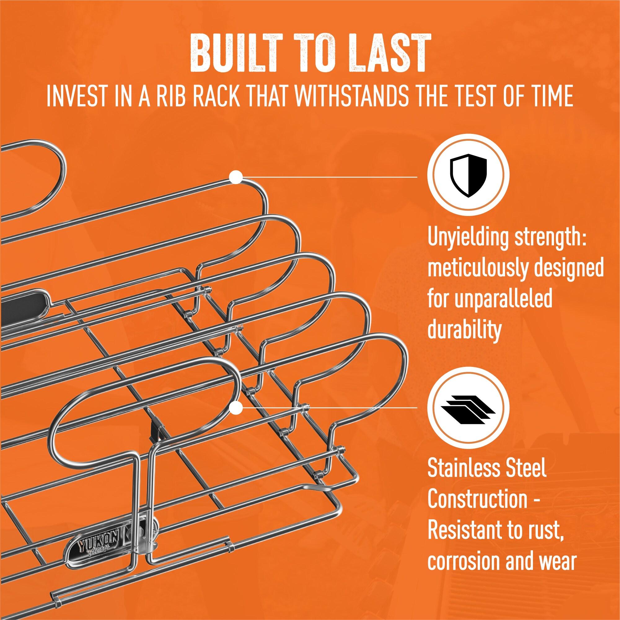 Stainless Steel Collapsible Rib Rack for Grilling and Smoking