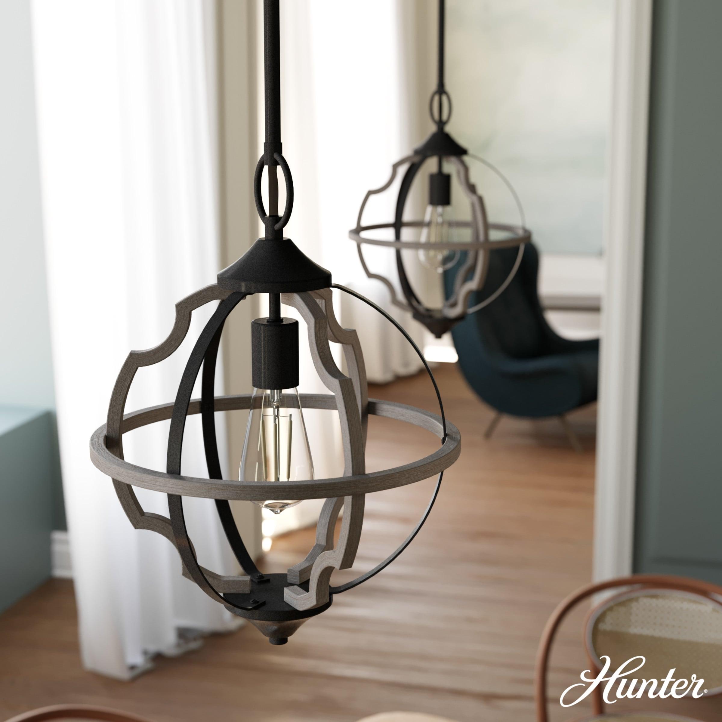 Hunter - Stone Creek 1-light Noble Bronze, Medium Size Pendant Light, Dimmable, Rustic Style, Sphere Shaped, for Bedrooms, Kitchens, Dining, Living Rooms - 19222