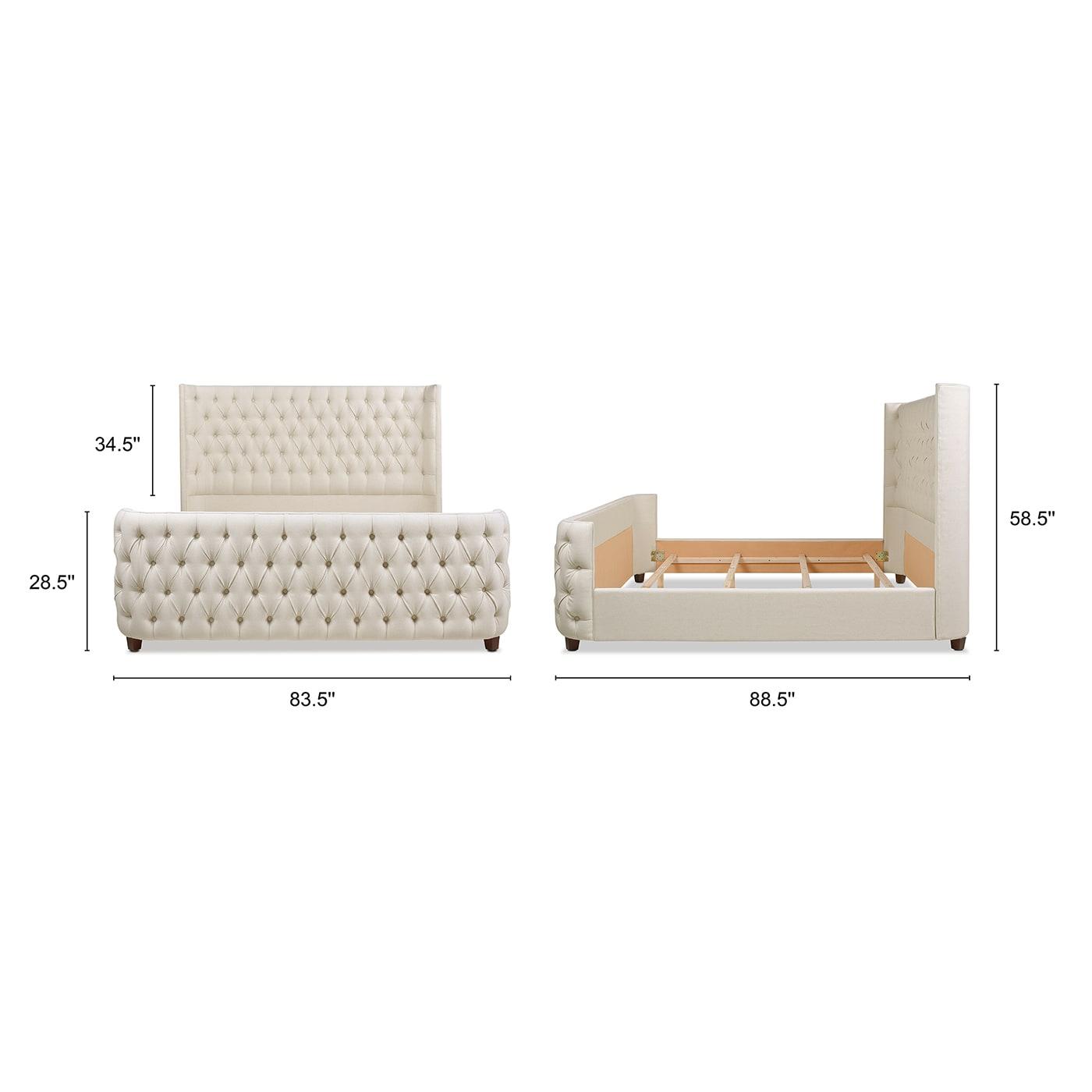 Jennifer Taylor Home Brooklyn Tufted Bed King Light Beige Linen