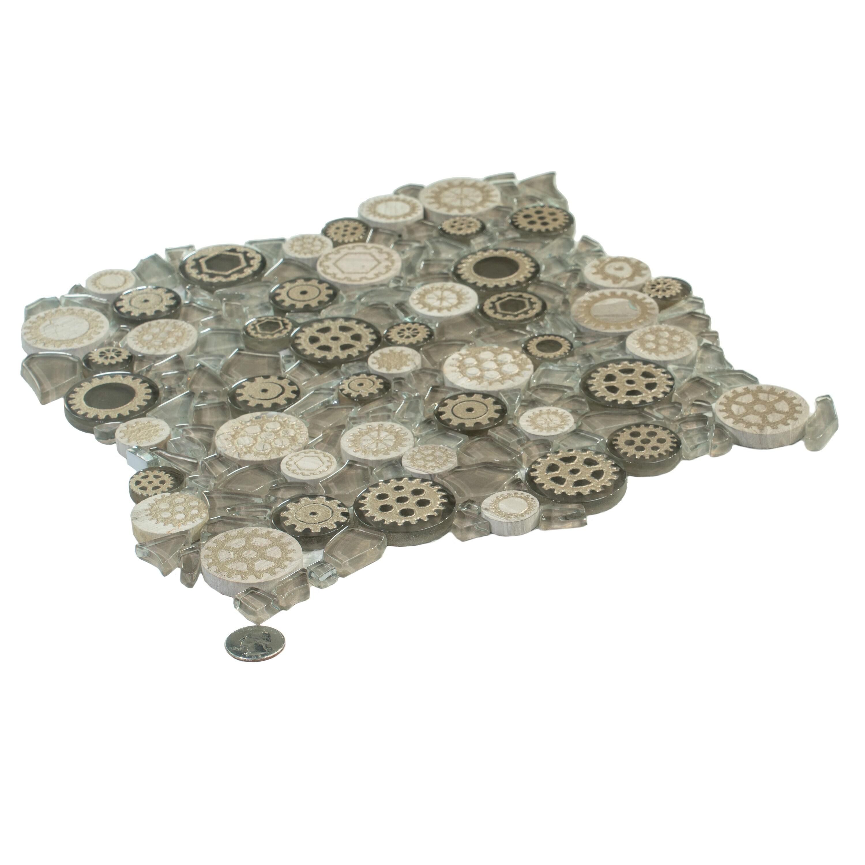 12" x 12" Glass Metal Look Mosaic Wall Tile