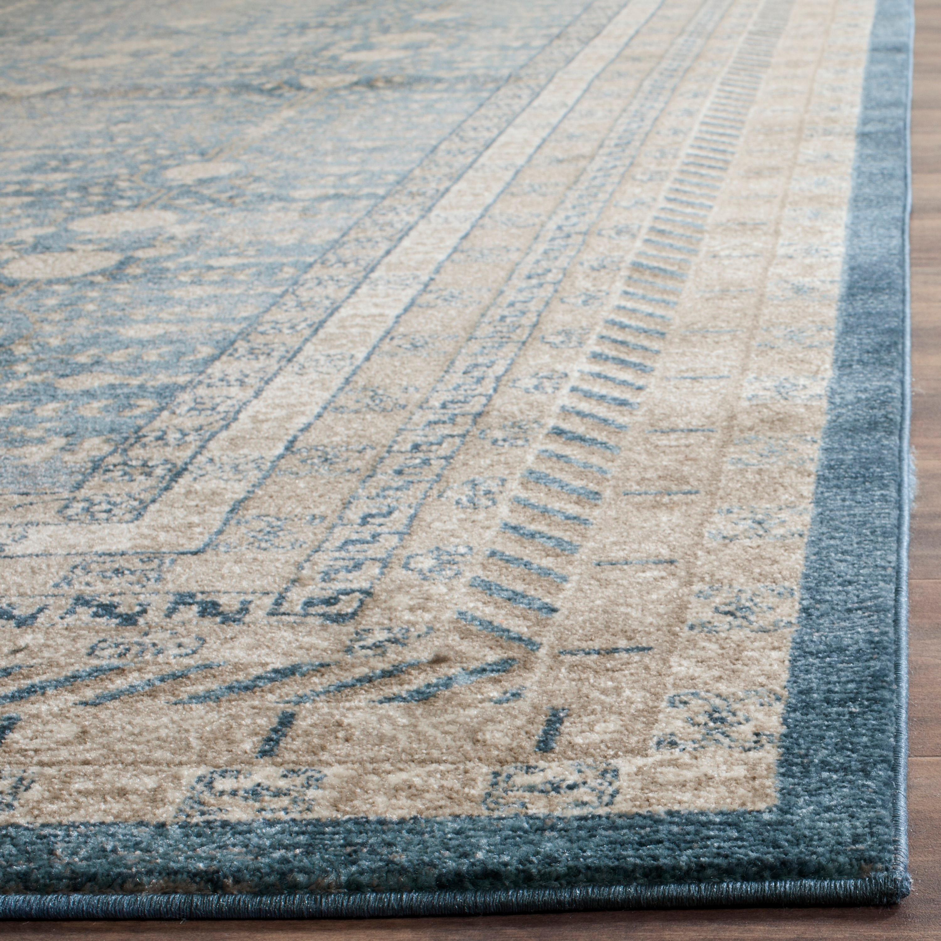 Sofia Blue and Beige 9' x 12' Synthetic Rectangular Area Rug