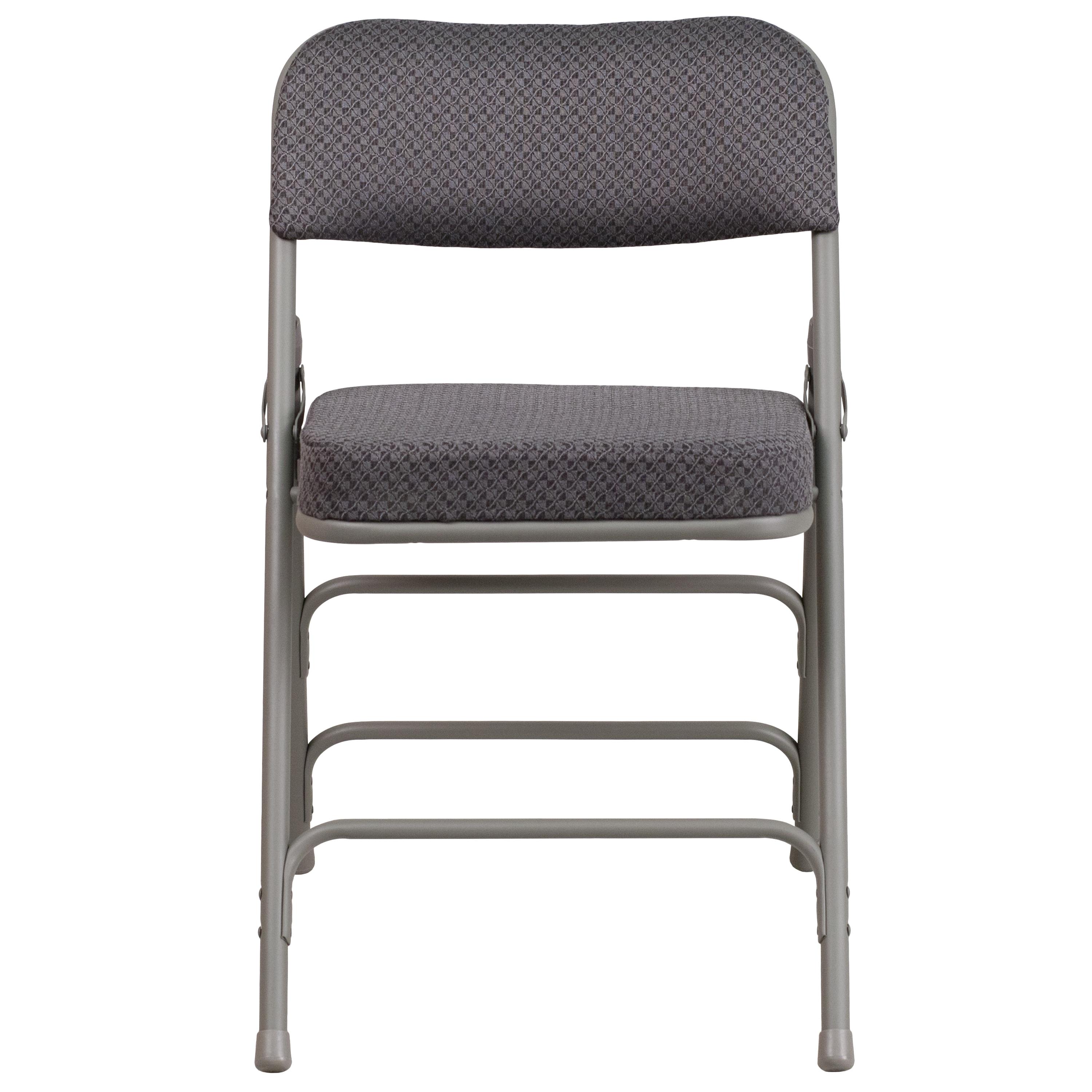 Flash Furniture 2 Pack HERCULES Series Premium Curved Triple Braced & Double Hinged Gray Fabric Metal Folding Chair