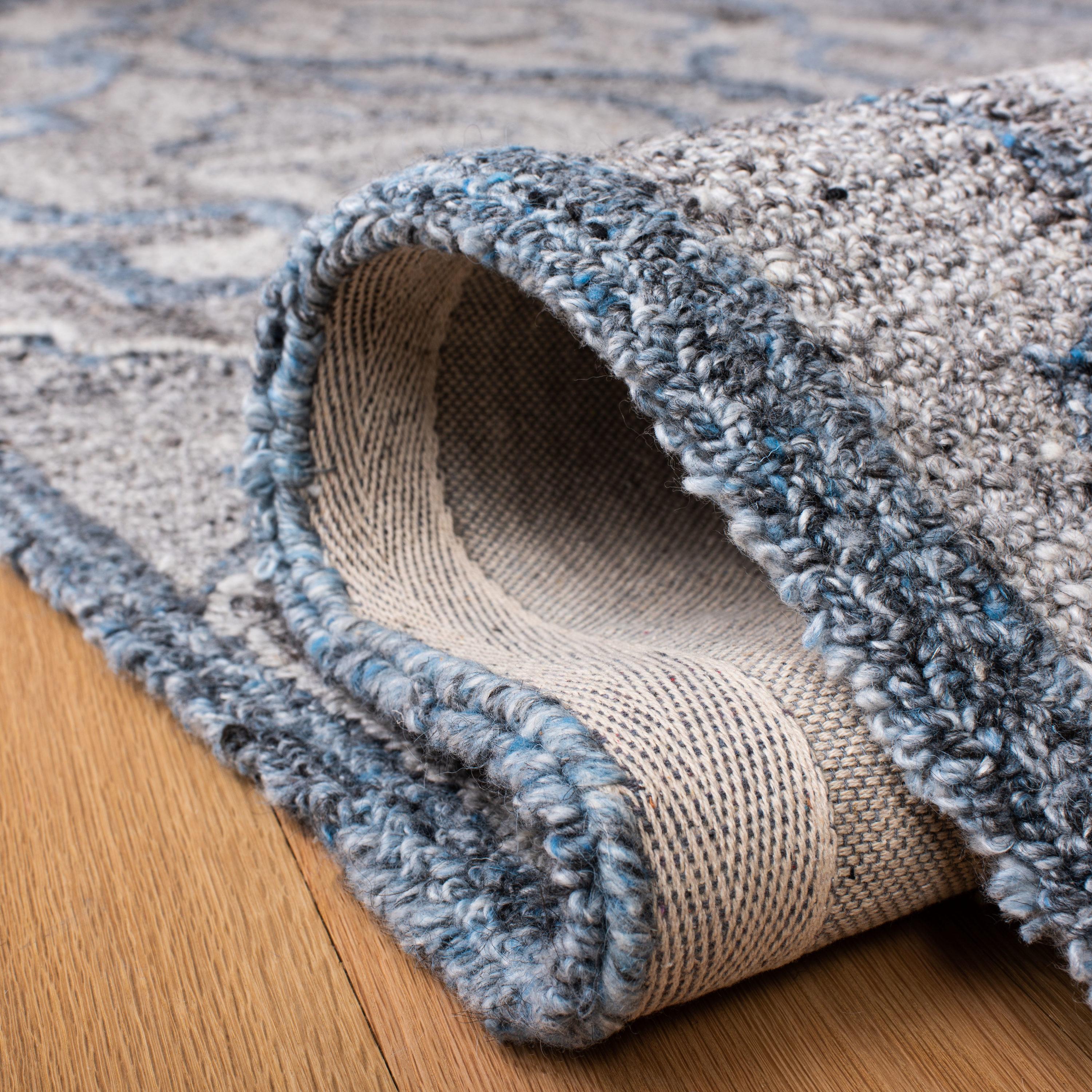 Abstract ABT646 Handmade Indoor Area Rug - Blue/Brown - 5'x8' - Safavieh
