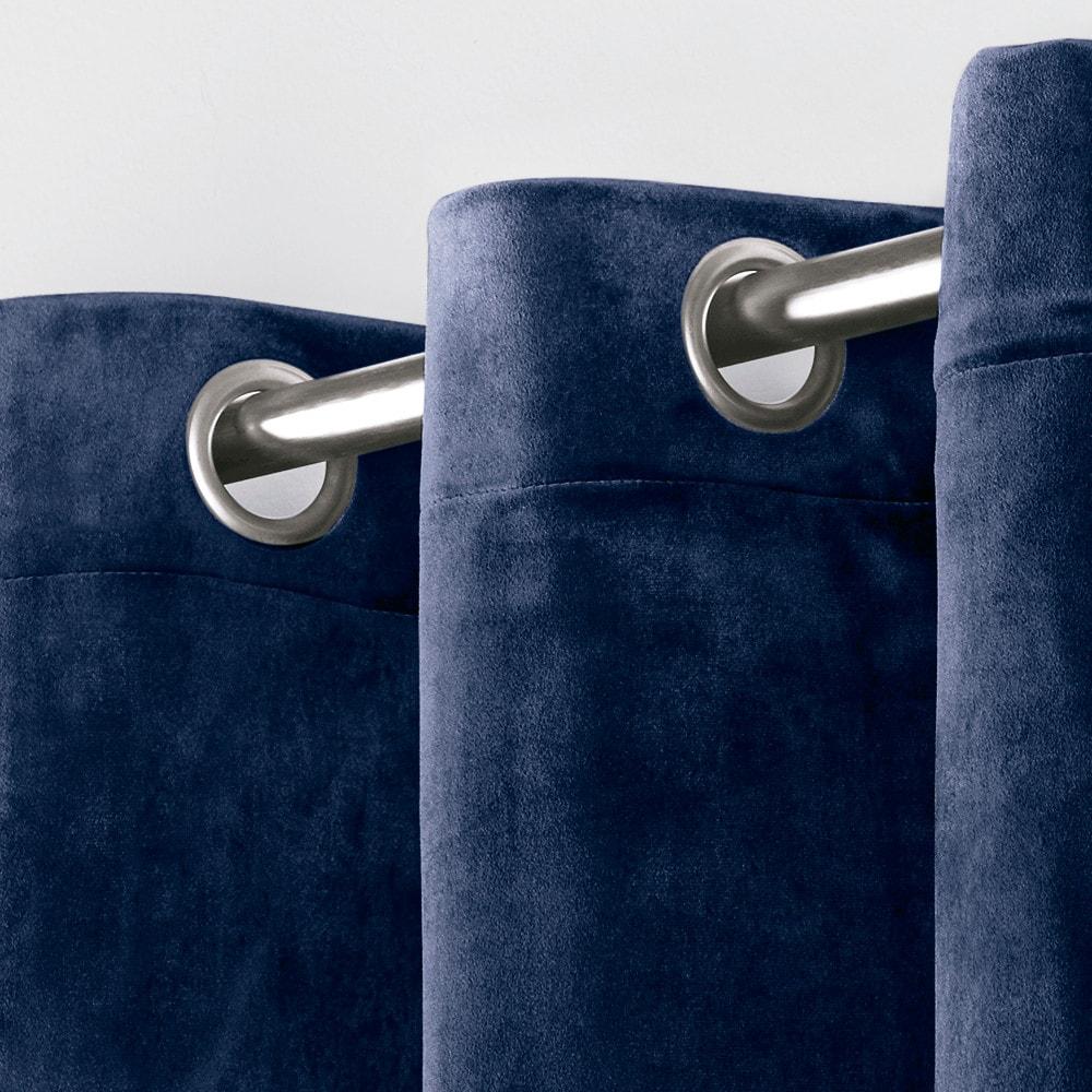 Set of 2 84"x54" Velvet Heavyweight Grommet Top Window Curtain Panel Navy Blue - Exclusive Home: Light Filtering Drapes