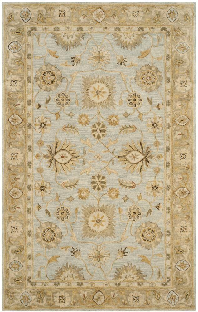 Antiquity AT856 Hand Tufted Area Rug - Light Blue/Sage - 4'x6' - Safavieh.