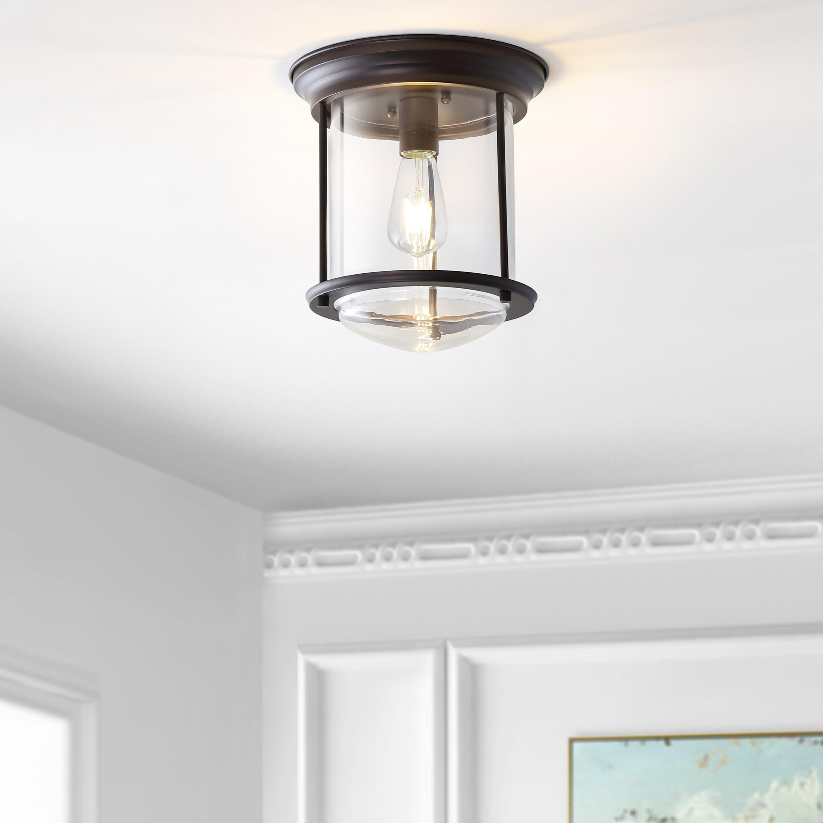 Savannah 10.25" Metal/Glass LED Flush Mount, Oil Rubbed Bronze