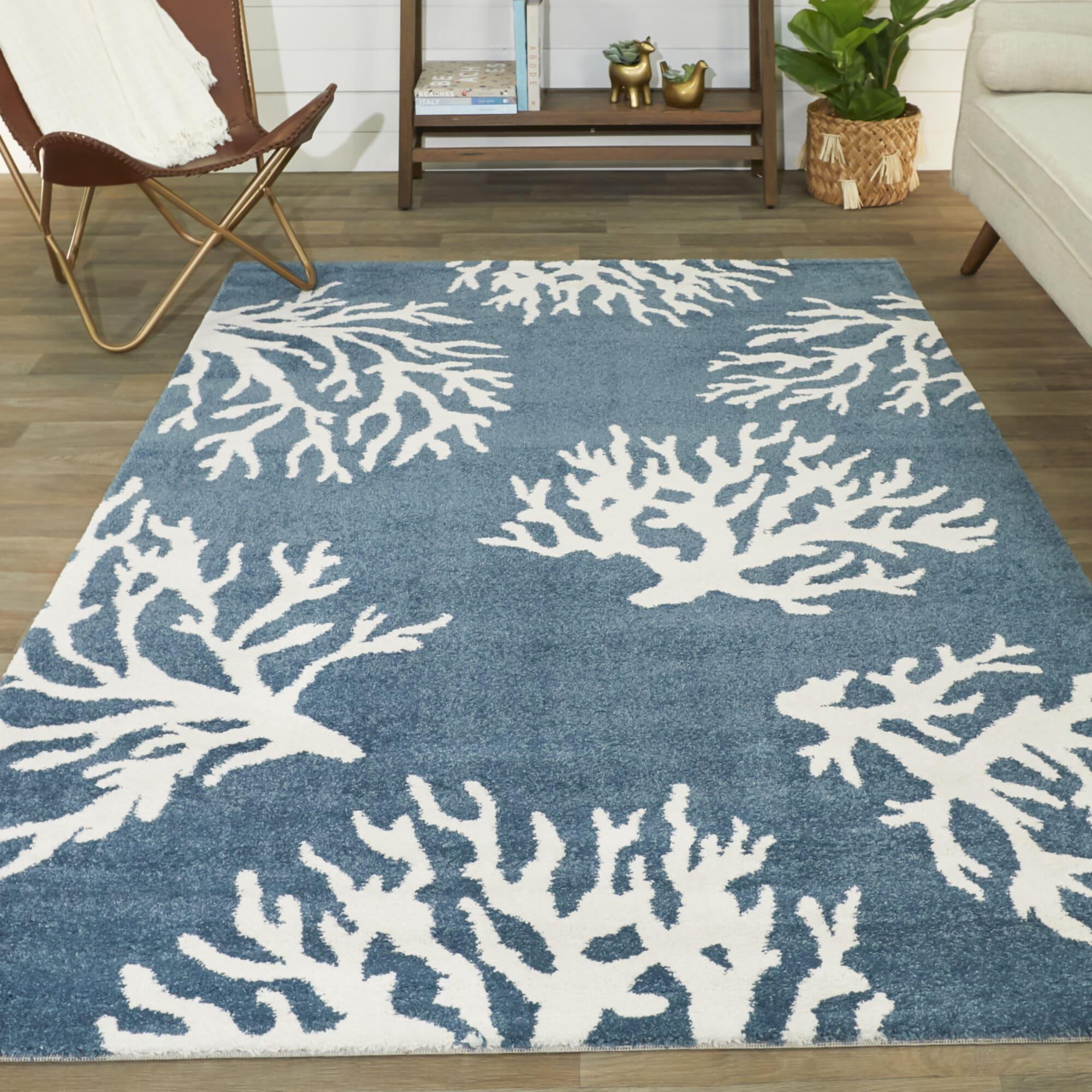 Boca White/Blue Area Rug