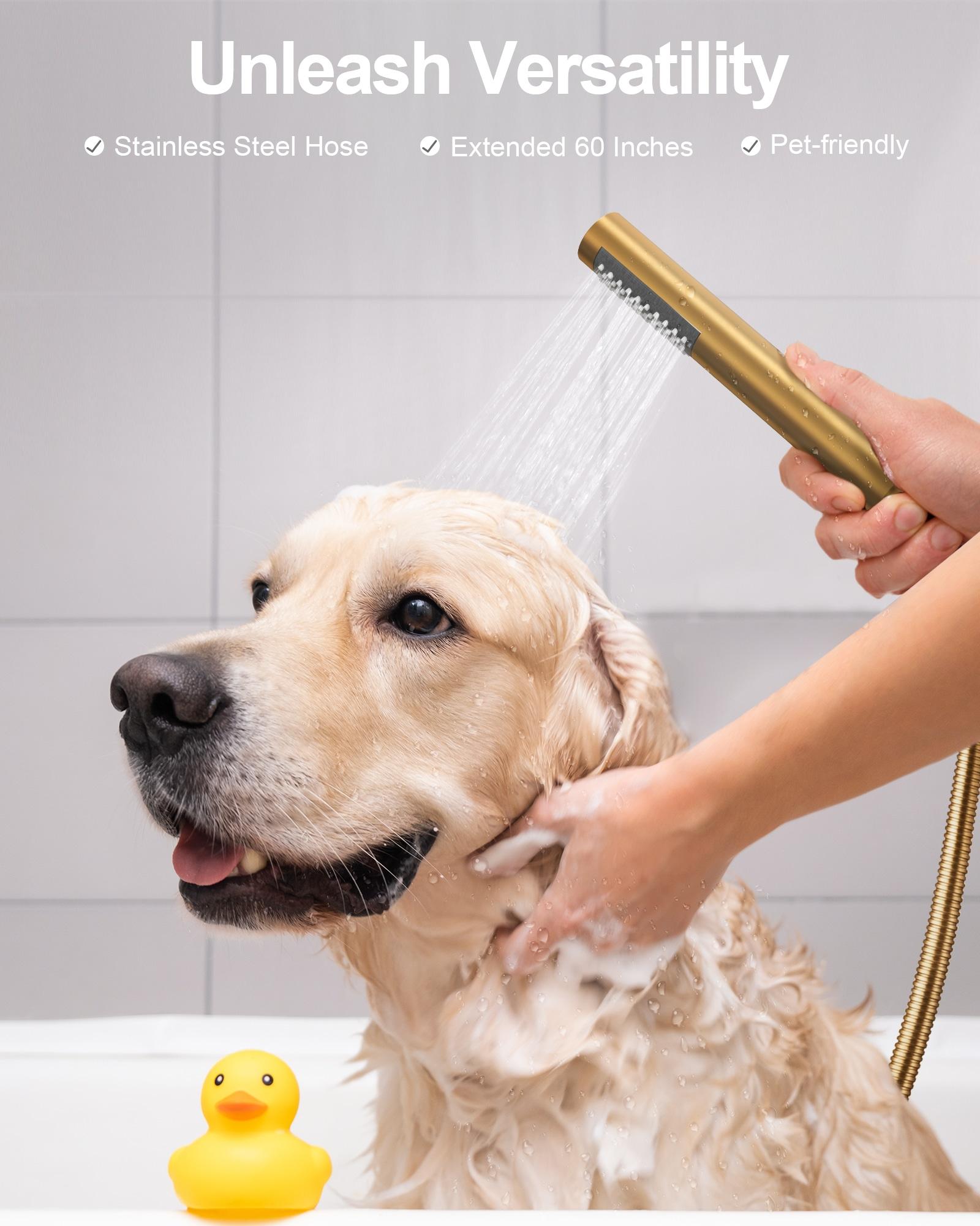 GRANDJOY Dual Wall Mount Rainfall Shower Head System Adjustable 12 inch & 6 inch Shower Faucet Set with Handheld Shower Spray Thermostatic Pressure Balance Value, Brushed Gold