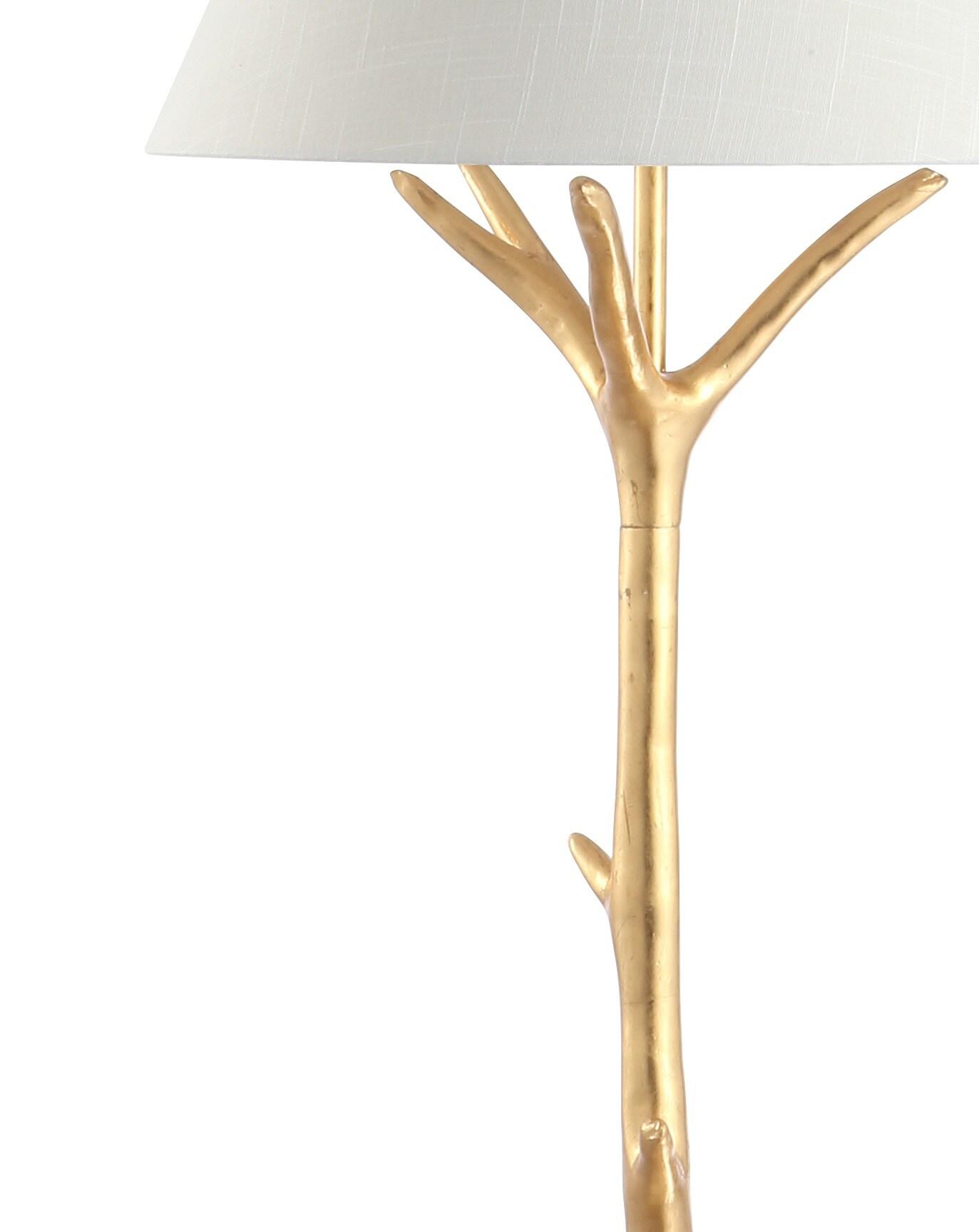 JONATHAN Y JYL3070A Arbor 63.5" Faux Bois Resin LED Floor Lamp, Contemporary for living room, dinning room, bedroom, office Bulb Included, Gold Leaf