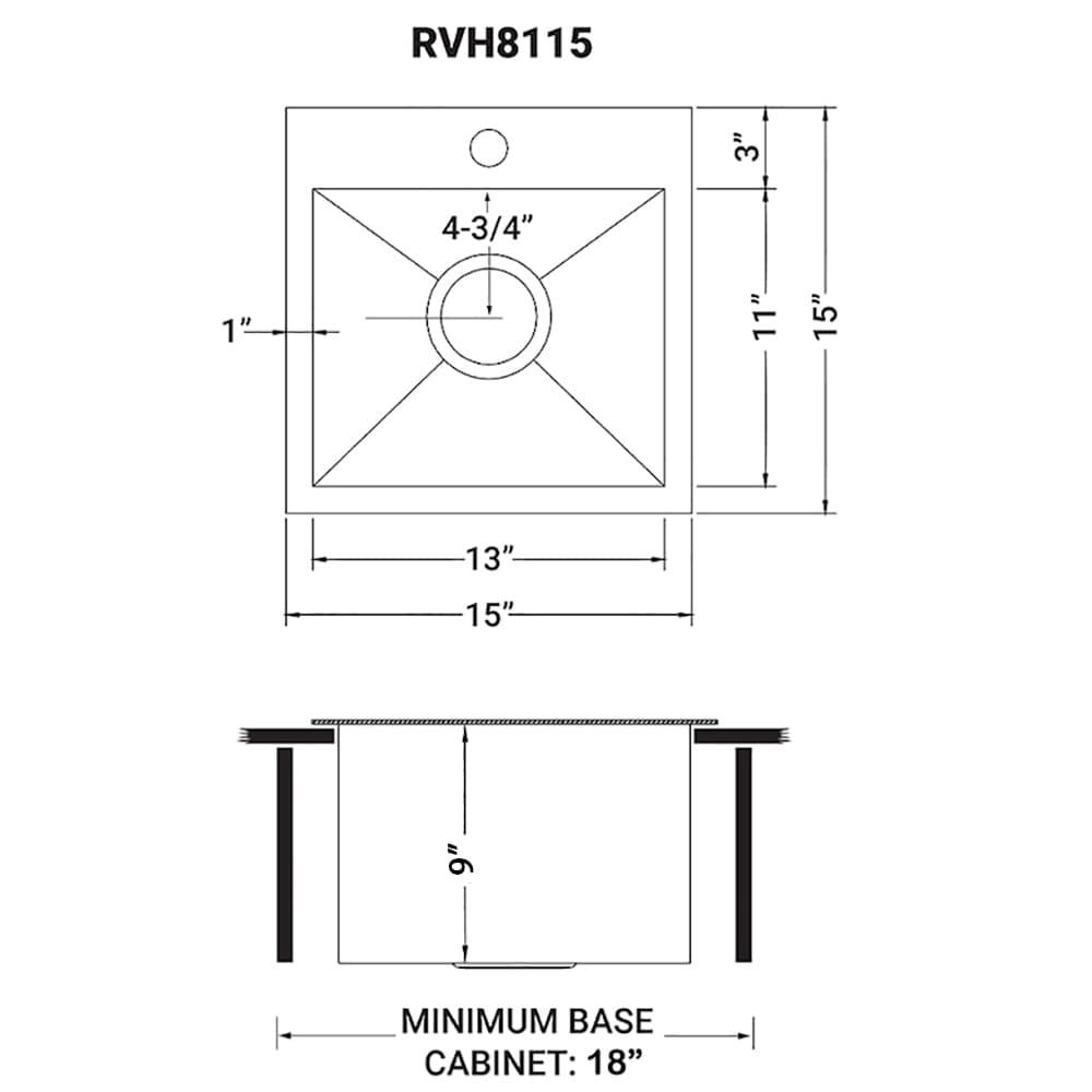 Ruvati 15 inch Stainless Steel Drop-in Topmount Bar Prep Sink Single Bowl