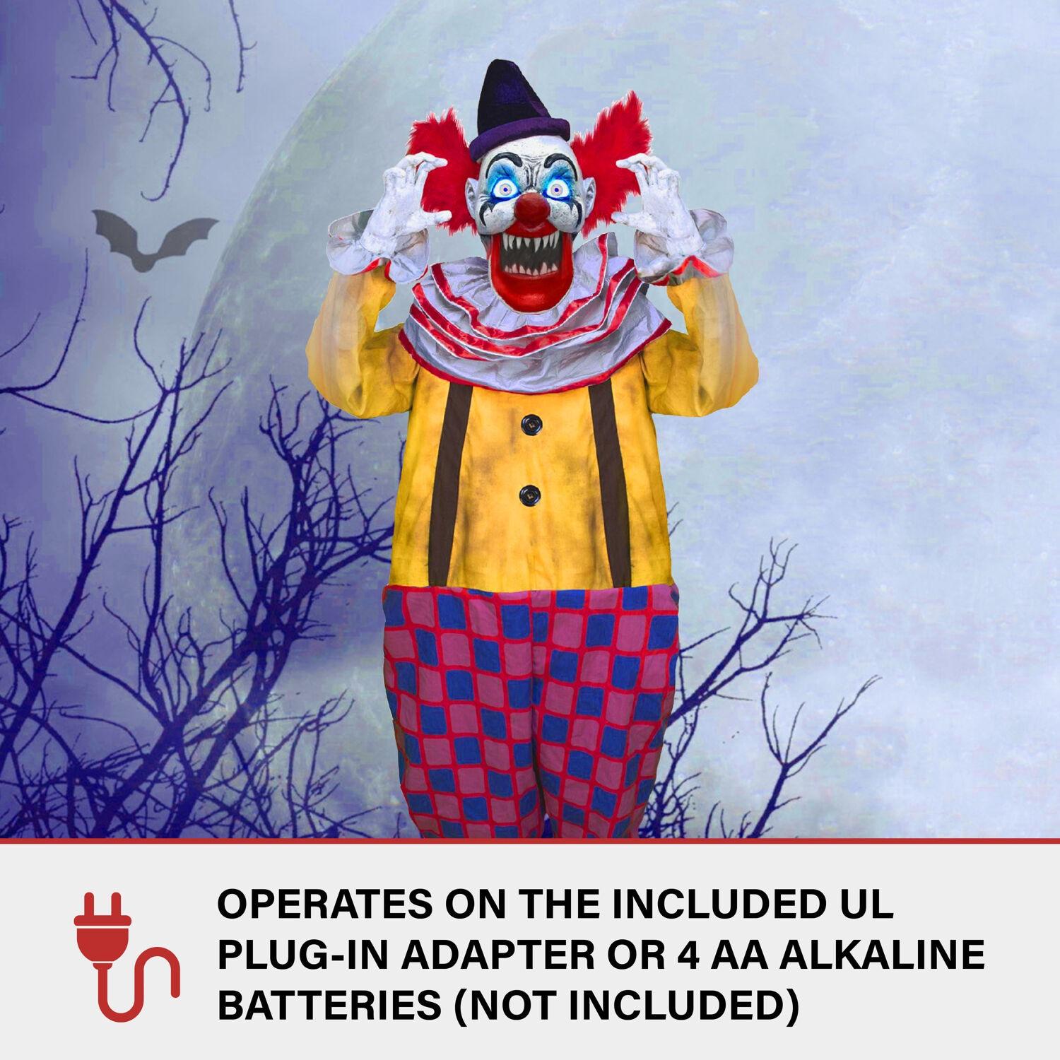 Haunted Hill Farm Puddin the Startling Arms Clown by Tekky, Talking Halloween, Plug-In or Battery
