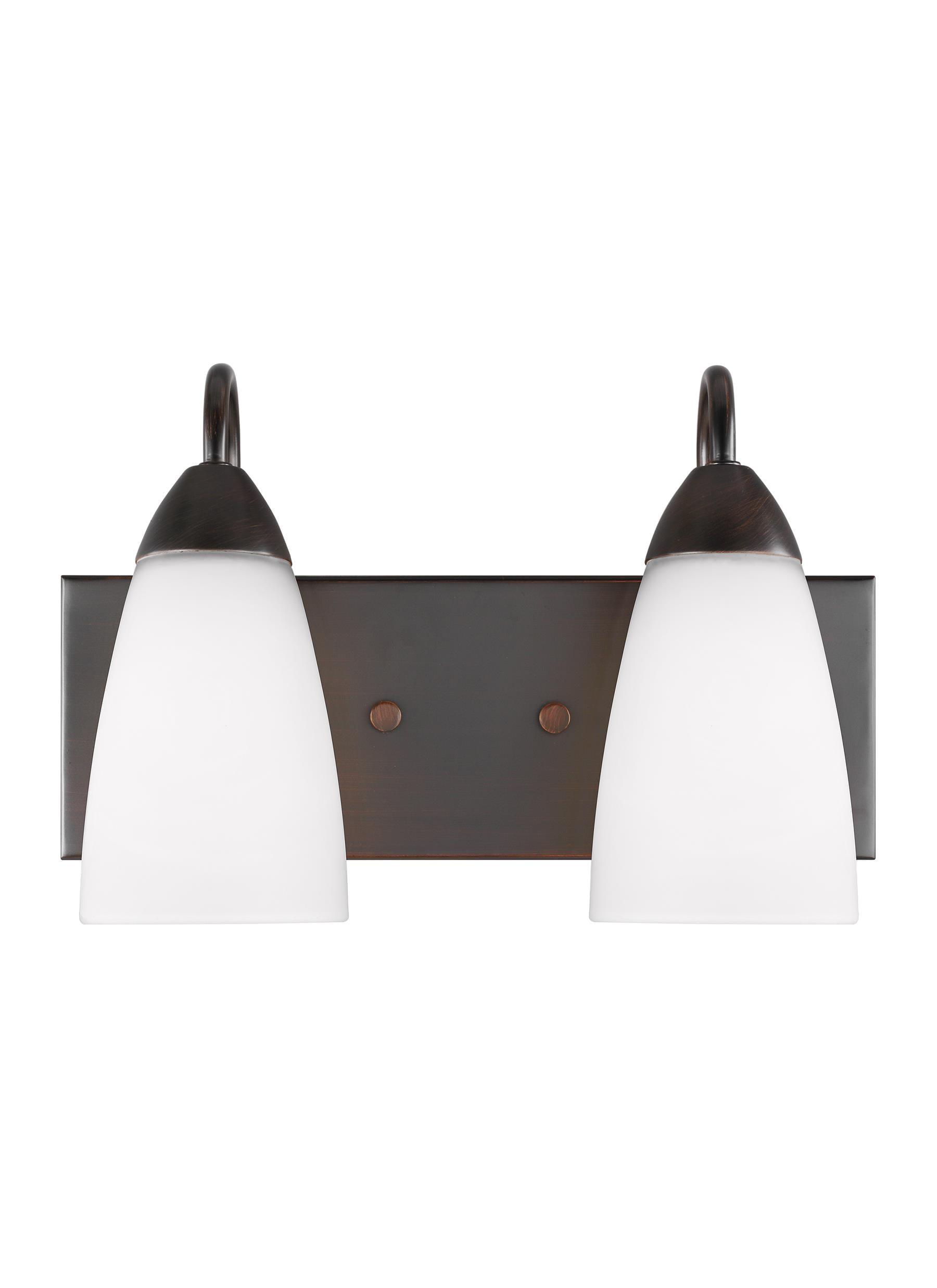 Bronze 2-Light LED Wall Sconce with Etched Glass Shade