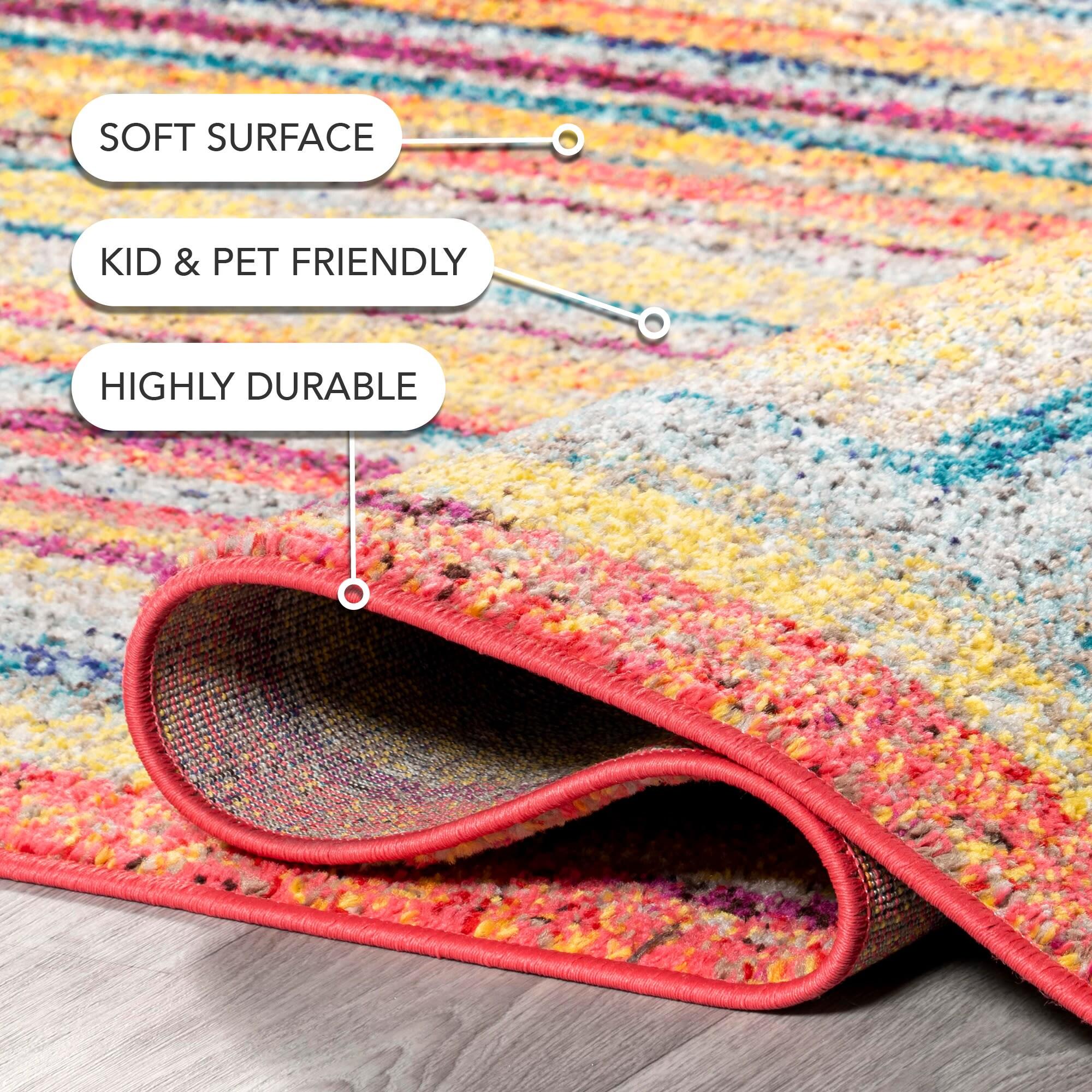 nuLOOM 5'x8' Hargis Labyrinth Area Rug Red/Pink: Contemporary Indoor Low Pile, Stain & Fade-Resistant Rug