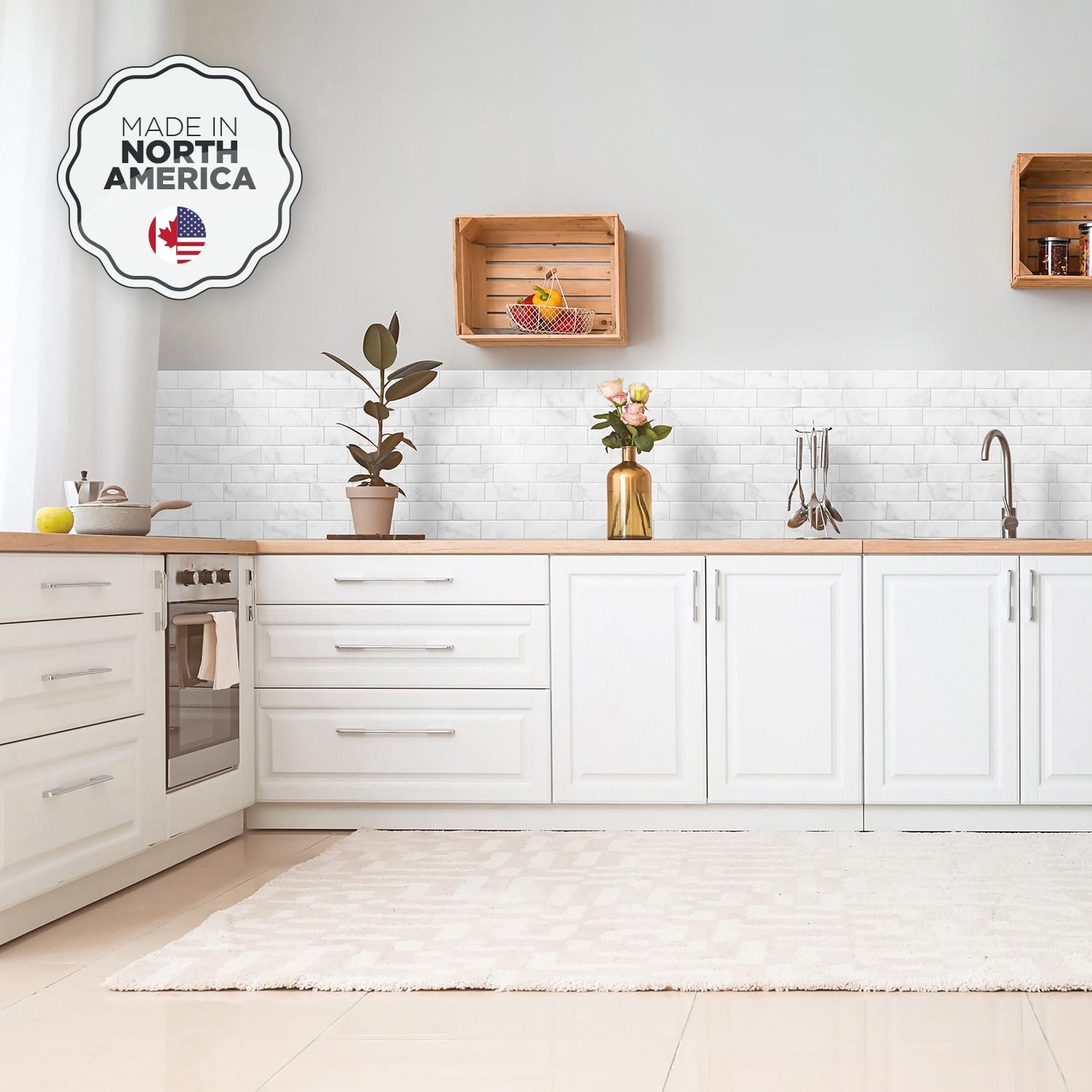 Smart Tiles 11.56'' X 8.38'' Self Adhesive 3D Peel and Stick Backsplash Tiles Off White: Vinyl Wall Pop Stick-On Tile