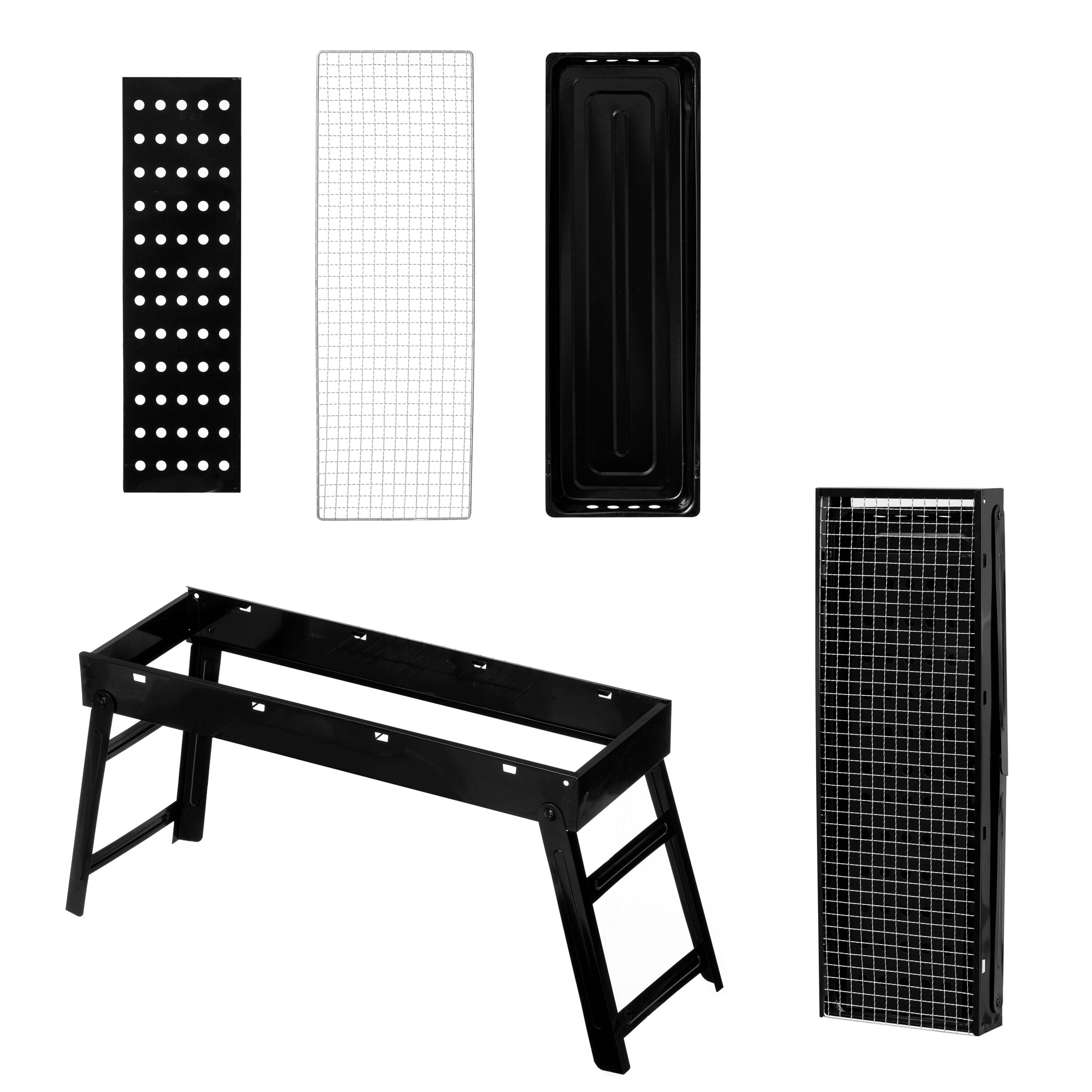 Gardenised Portable Standing Charcoal Grill Foldable Stainless Steel Bbq For Camping Backyard Tailgating Hiking Picnic Travel Beach Party Garden Gathering Poolside Cooking Skewers & Outdoor Barbecue