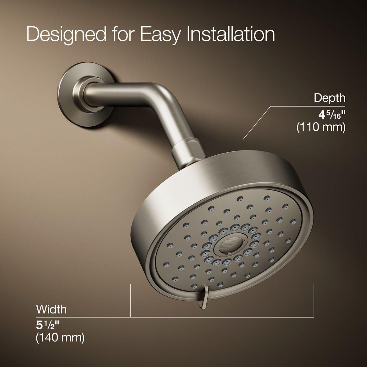 Kohler Purist 2.5 Gpm Multifunction Wall Mount Showerhead, Three Spray Settings, 5.5" High Pressure Spray Head
