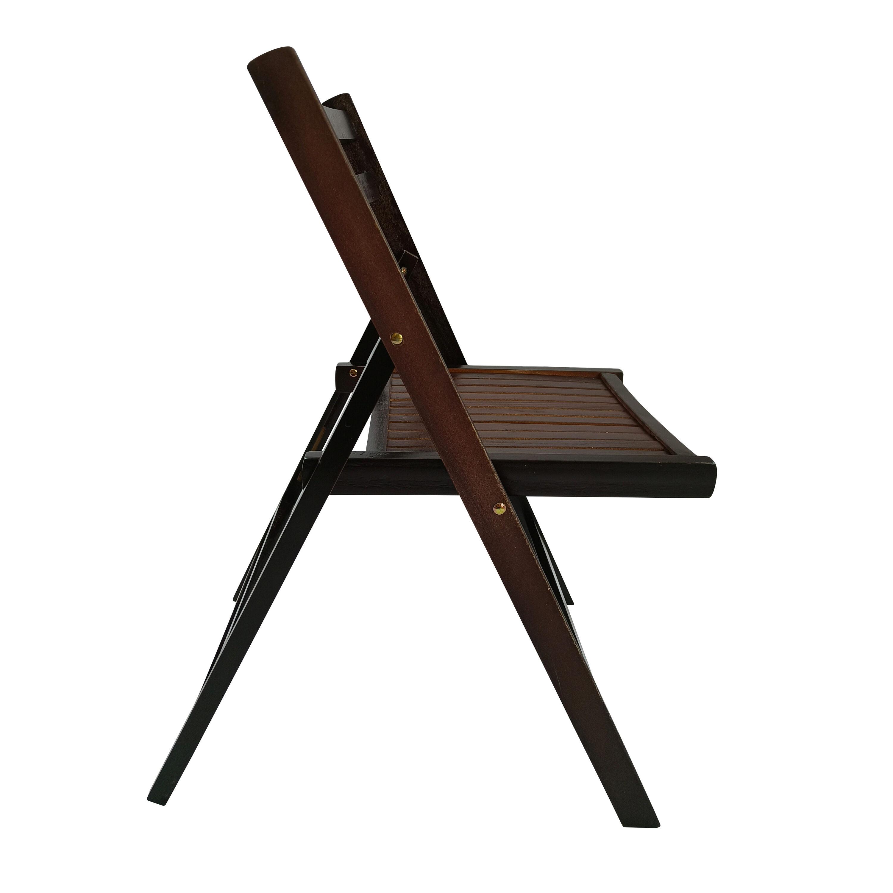 Cherry Wood Folding Dining Chairs Set of 4 with Slatted Seat