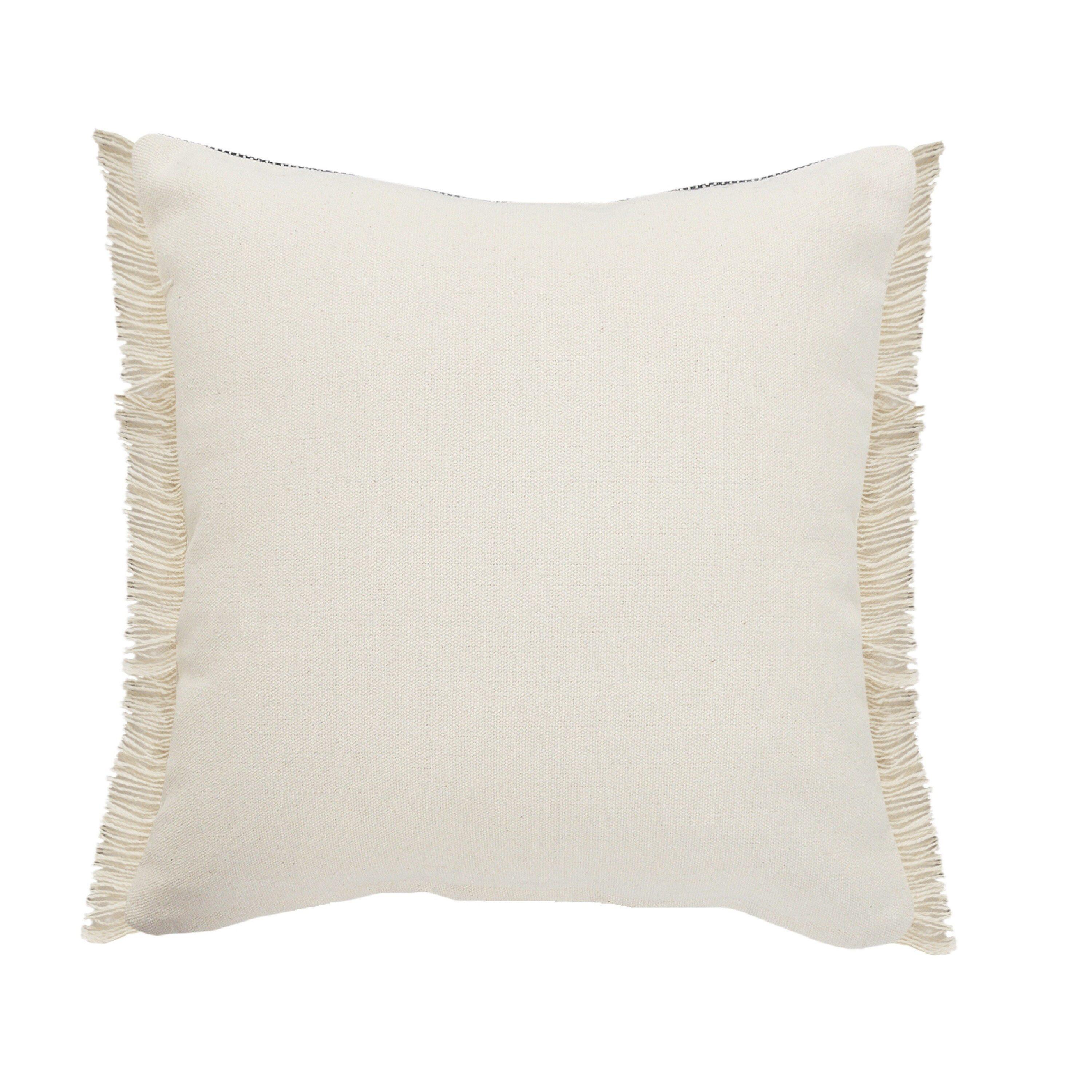 Desert Fields Atlantis Black and Taupe Throw Pillow with Jute Braiding and Fringe