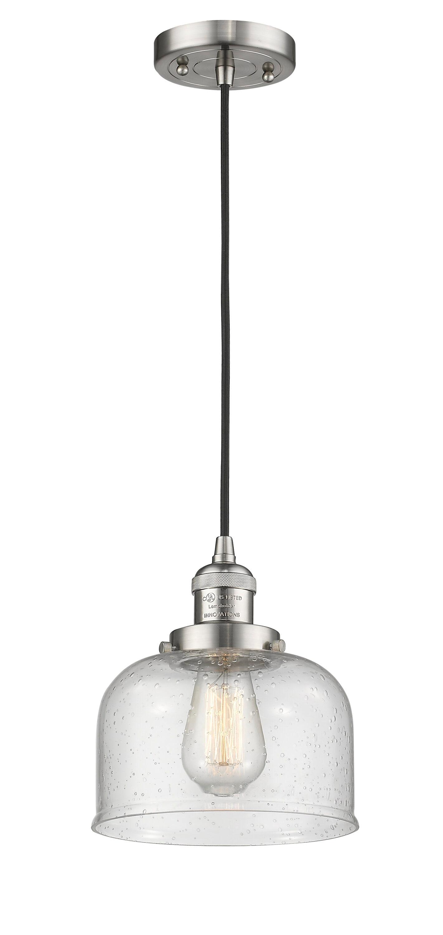 Innovations Lighting  Franklin Restoration Bell - 1 Light 8" Cord Hung Mini Pendant Seedy/Brushed Satin Nickel