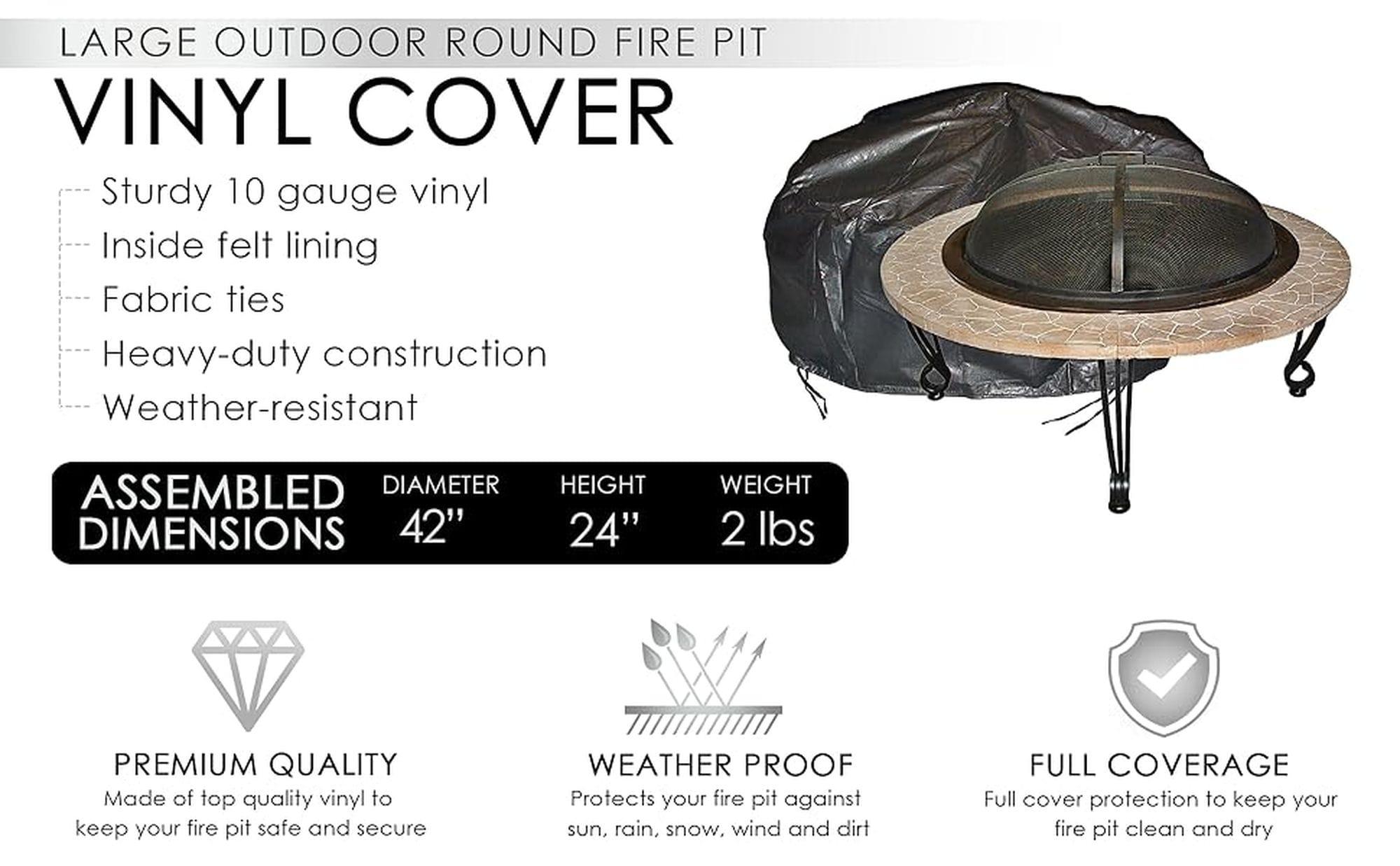 Large Outdoor Round Fire Pit Vinyl Cover