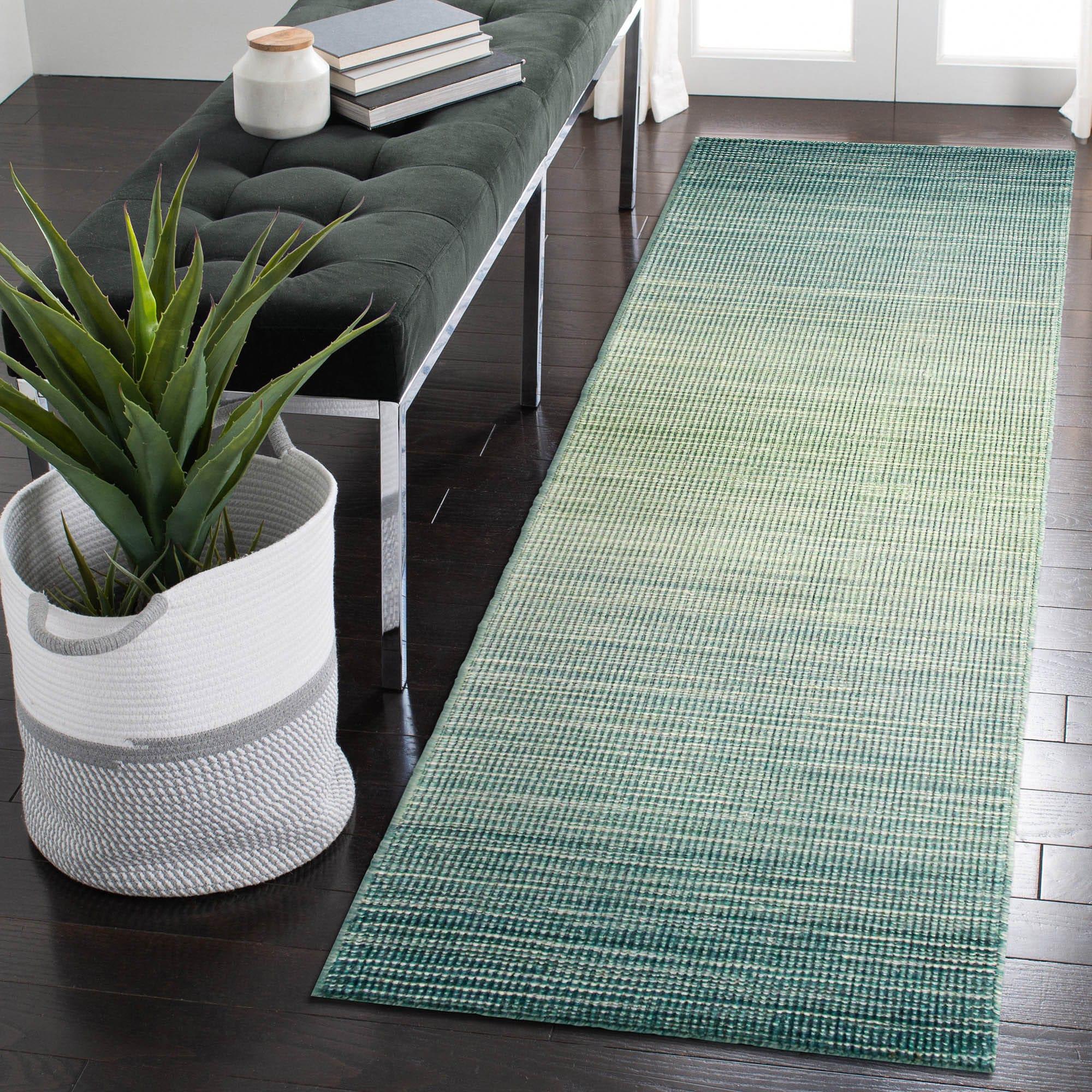 Satsuma Striped Handmade Hand-Loomed Wool Aqua Area Rug