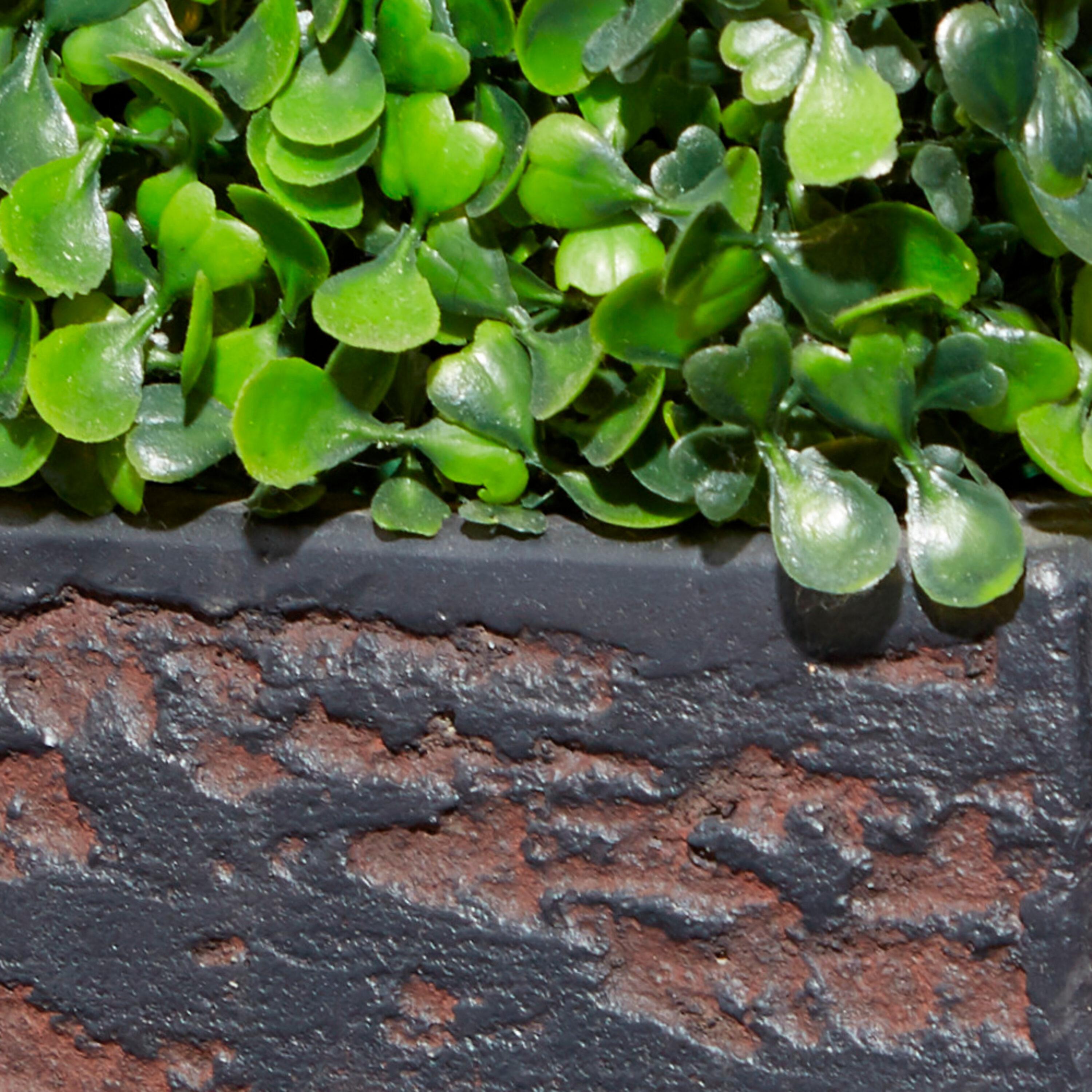DecMode Green Plastic Contemporary Artificial Boxwood Hedge Topiary with Black Planter Box 22" x 9" x 59"
