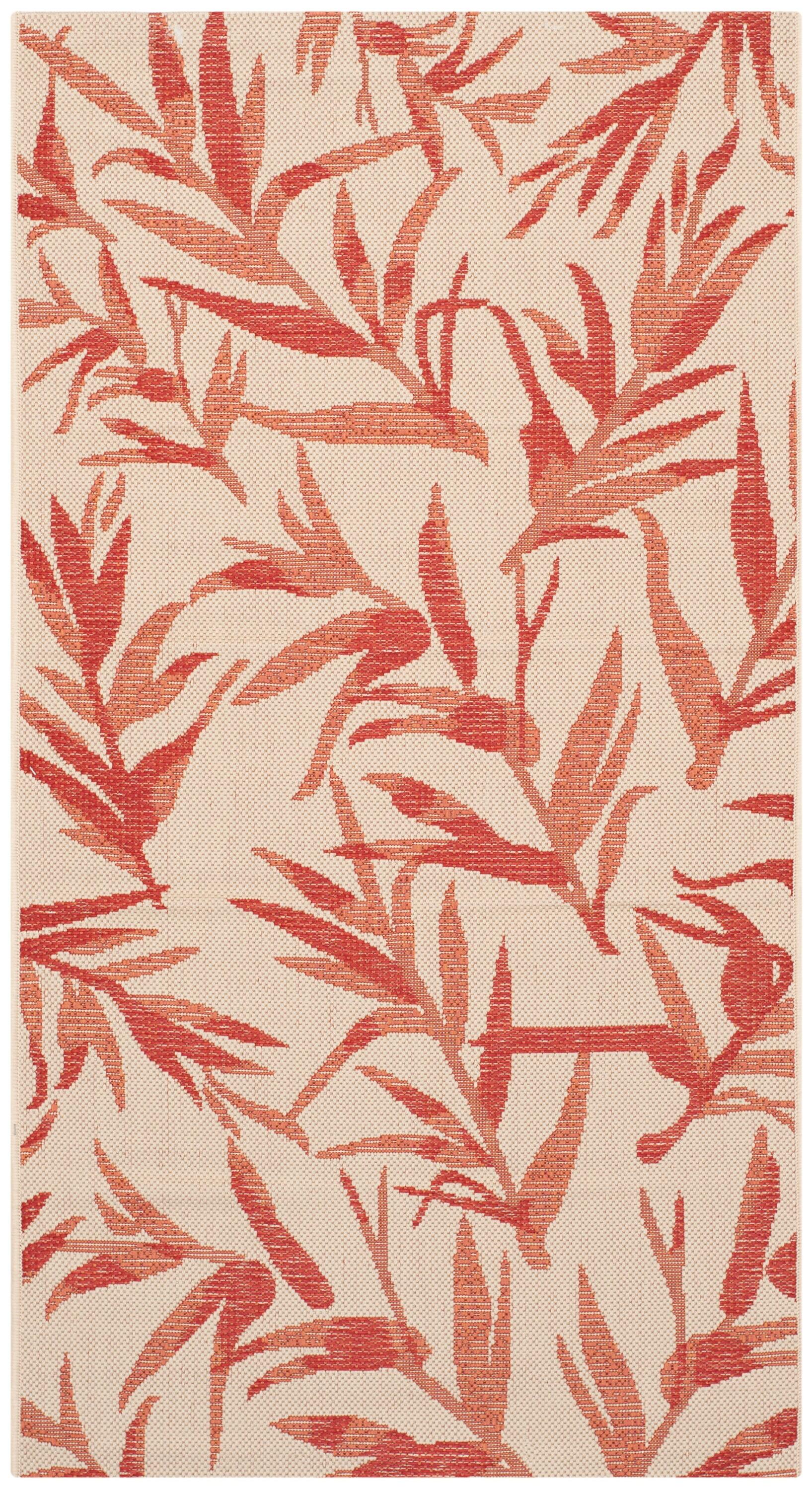 SAFAVIEH Courtyard Alannis Botanical Indoor/Outdoor Area Rug, Beige/Terracotta, 2'7" x 5'