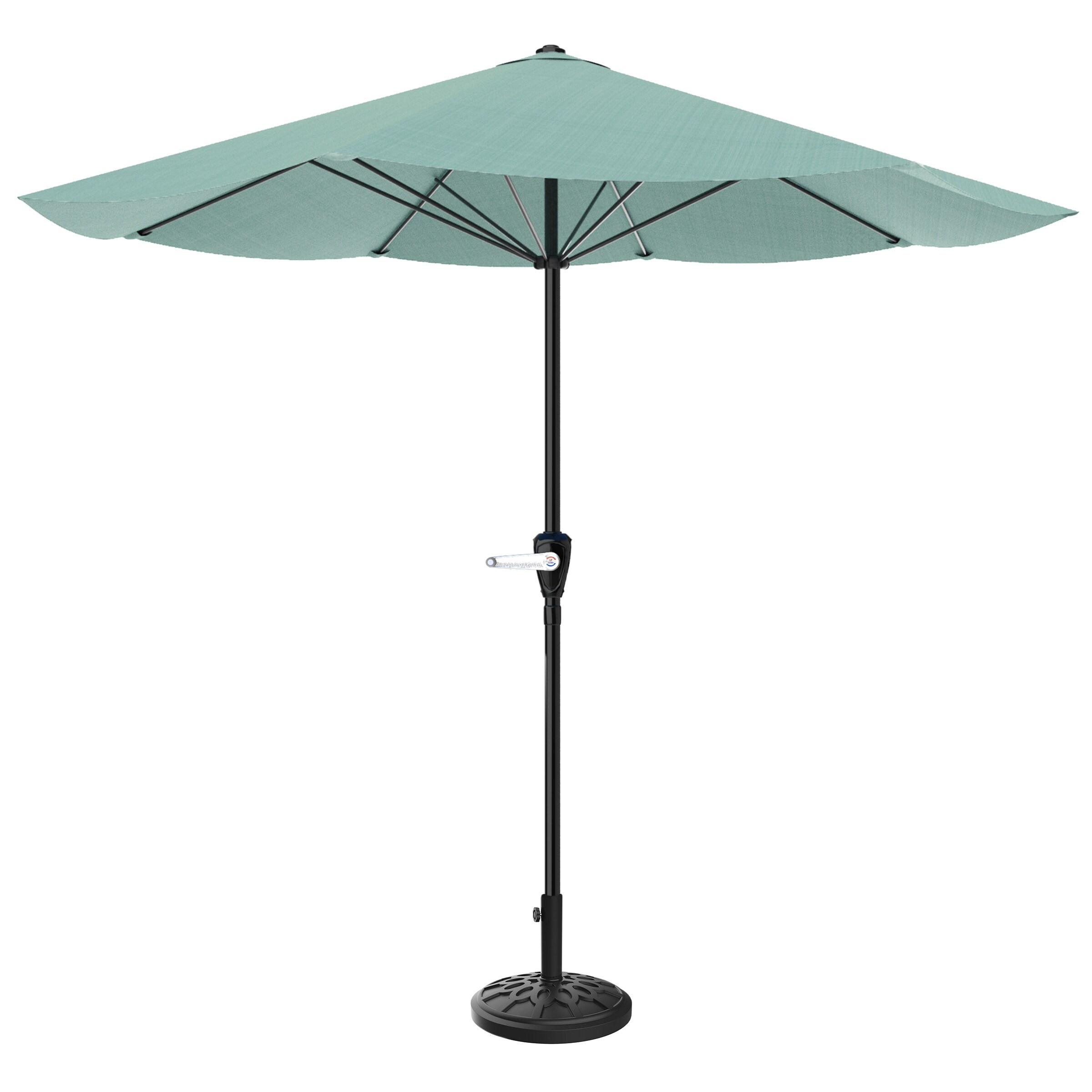 Pure Garden 9-ft Steel Green No-tilt Market Patio Umbrella with Base