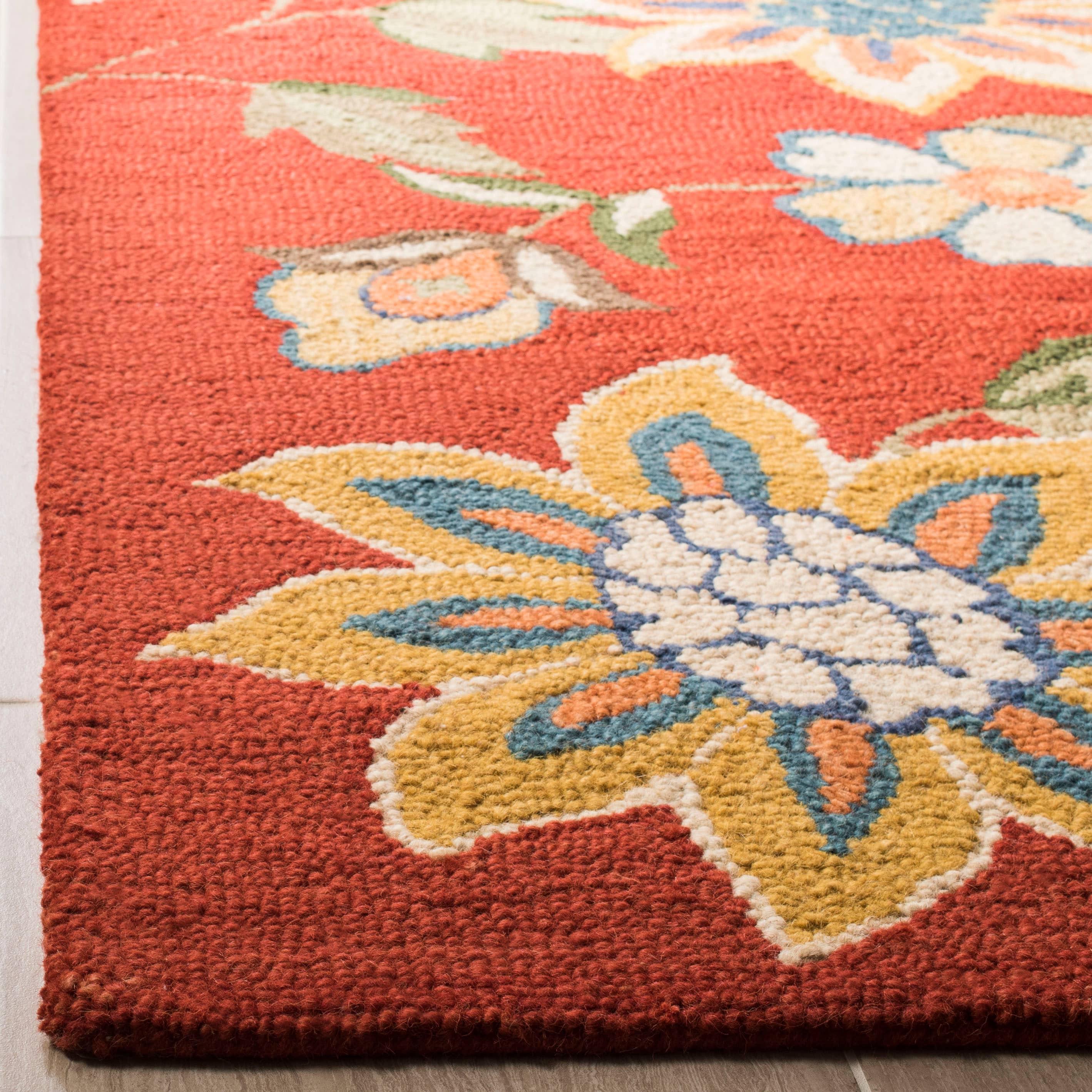 Blossom BLM673 Hand Hooked Area Rug - Rust/Multi - 3'x5' - Safavieh.