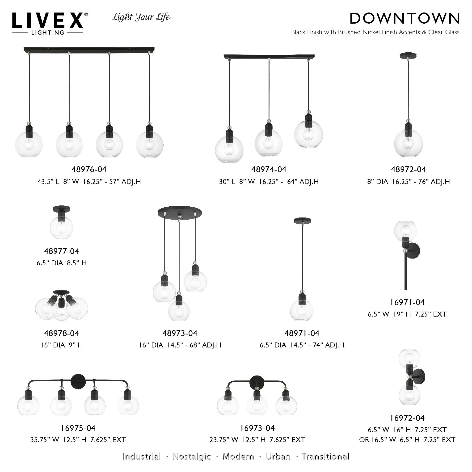 Livex Lighting Downtown 1 - Light Sconce in  Black/Brushed Nickel